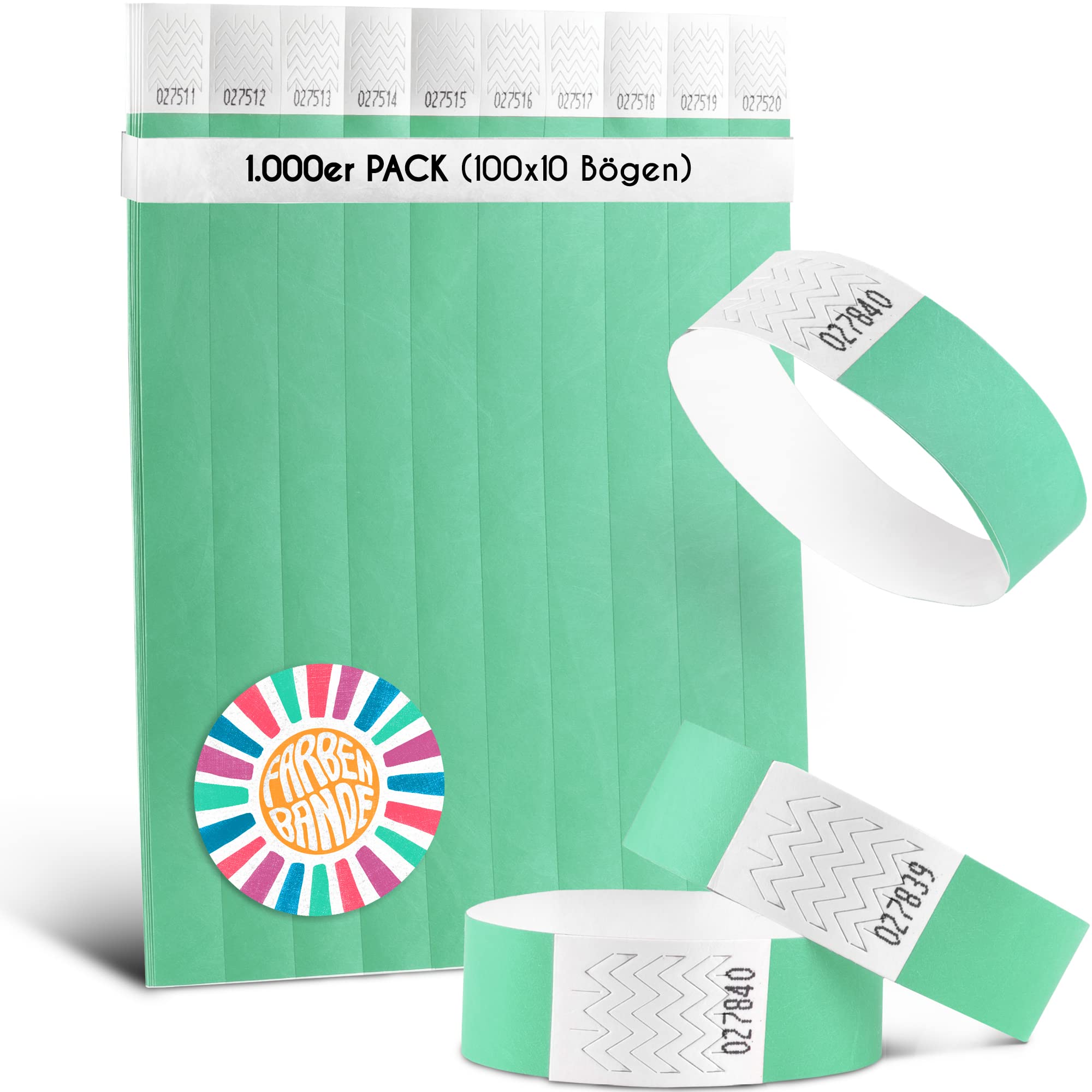 Farbenbande® - 500 nastri di ingresso blu, 19 mm, in Tyvek/feste, resistenti agli strappi, impermeabili e numerati/nastri per feste, per feste, festival e feste
