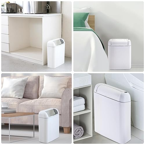 Miniatura 7 de XIAPIA Basurero de baño con tapa, cubo de basura automático de 4 galones, sin contacto, cubo de basura de baño pequeño, con sensor de movimiento,
