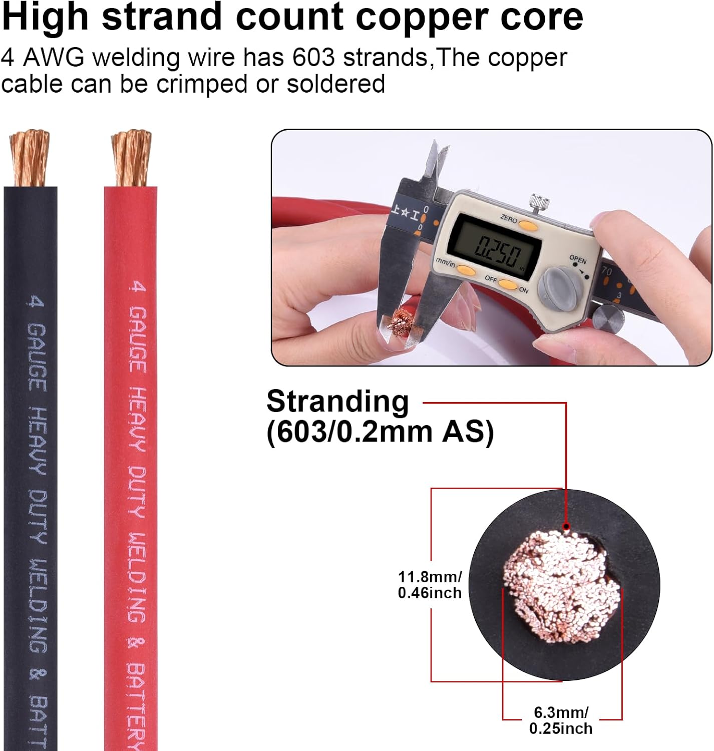 iGreely 4 AWG Gauge Wire Welding Battery Pure Copper Ultra Flexible Cable,10 Feet Black + 10 Feet Red Oxygen Free Copper OFC Welding Cable and Lugs Terminal Connectors with Heat Shrink Tubing