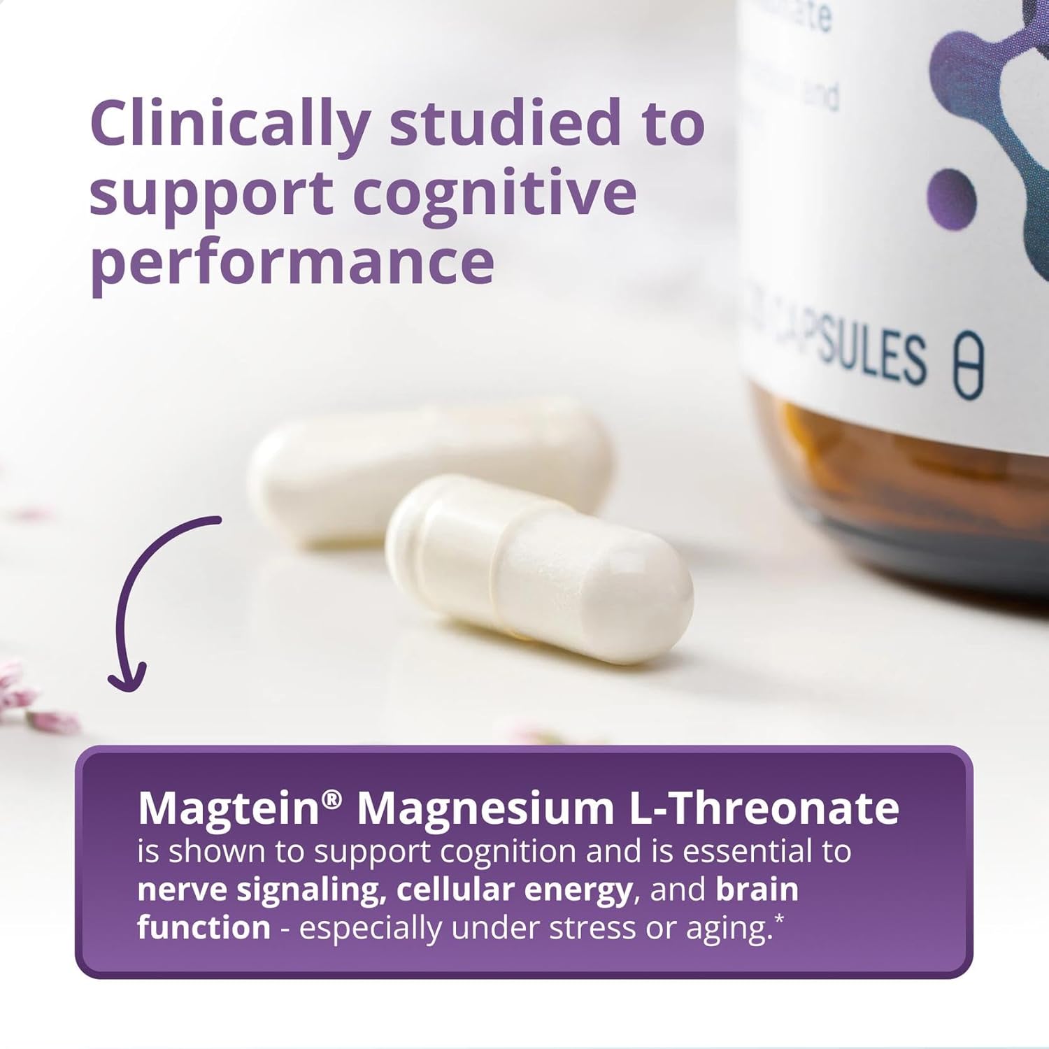 Metagenics Magnesium L-Threonate - Magtein Magnesium for Brain Health, Memory, Learning & Cognitive Support - Clinically Studied Bioavailable Form - Non-GMO, Gluten-Free, Vegan - 120 Capsules