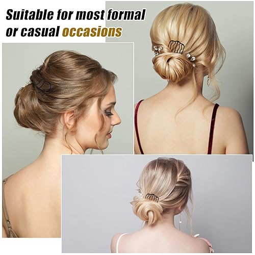 Miniatura 3 de 8 pinzas de horquilla francesa para el cabello, peines laterales de metal en forma de U para moños, horquillas de 4 puntas y 7 puntas para updos en