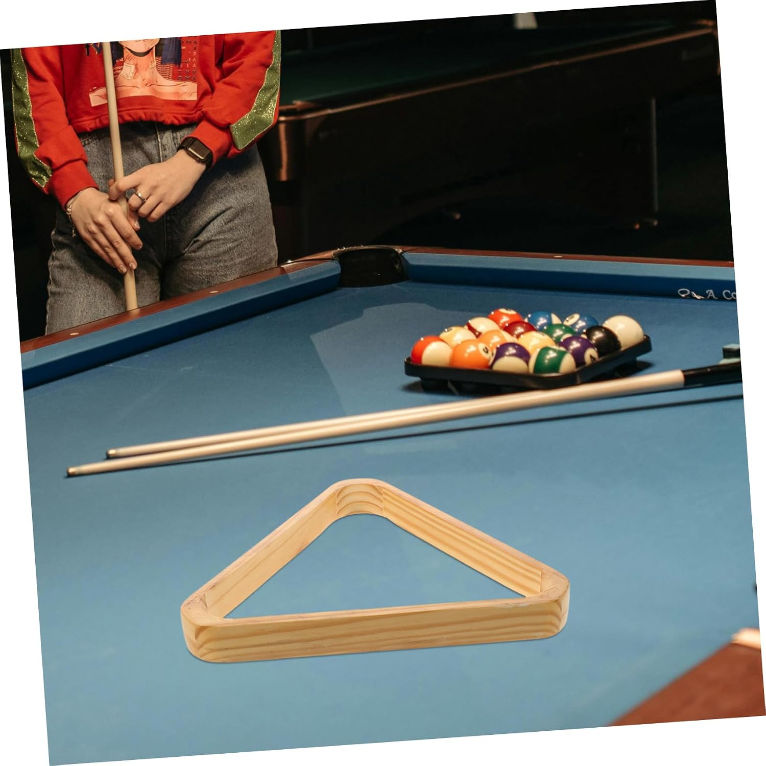 Milisten Pool Table Triangle Rack Wooden Billiard Ball Rack Storage Billiard Ball Case