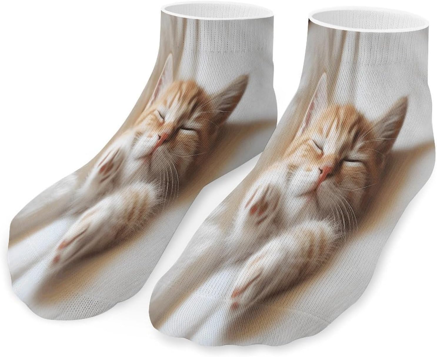 Socks for Men Women 5 Pairs Short Ankle Socks | Kitten Sleeps Low Cut Casual Crew Sock Cute Breathable Athletic Socks Non Slip No Show Sock