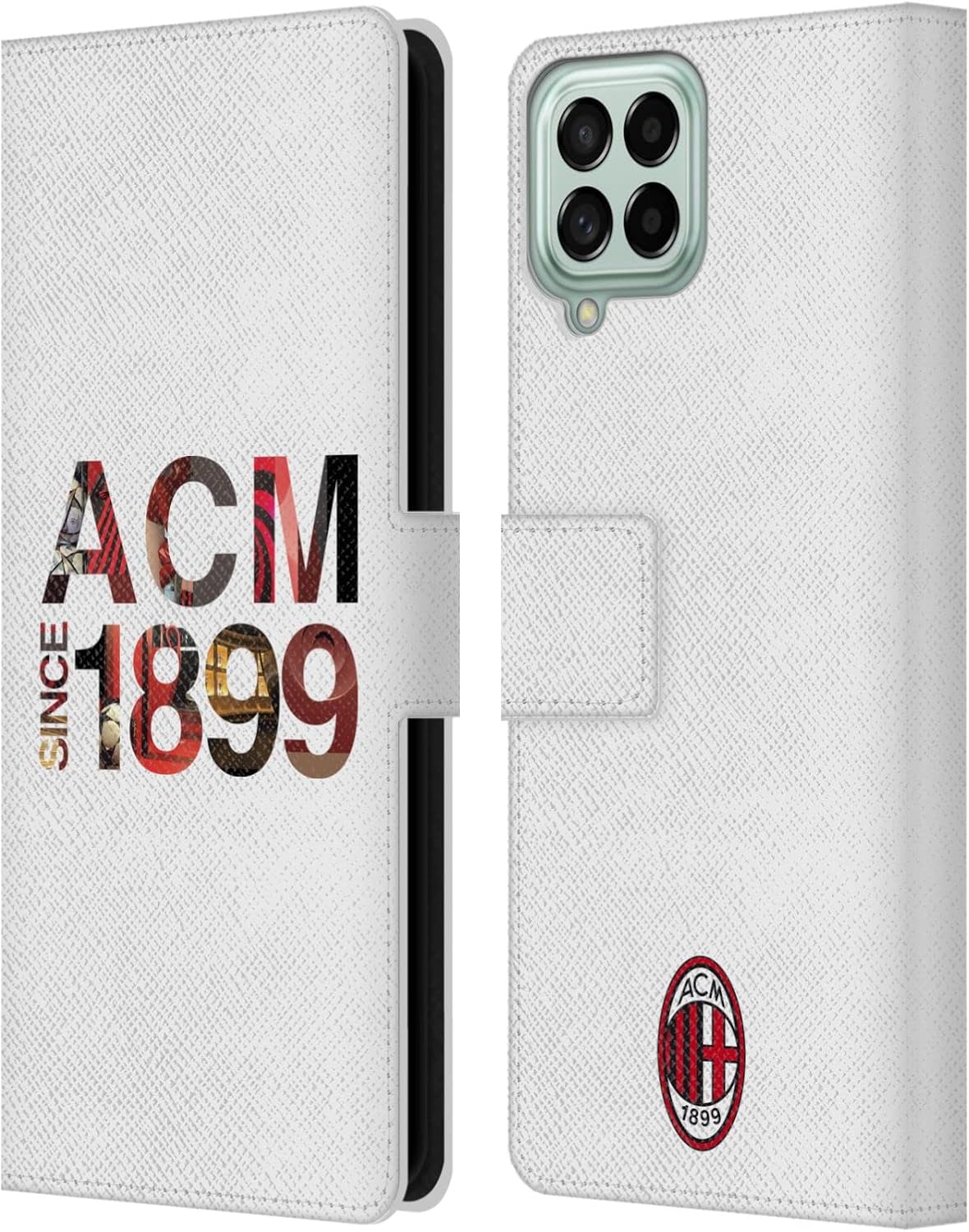 Head Case Designs Officially Licensed AC Milan 1899 Adults Leather Wallet Case Compatible with Samsung Galaxy M33 (2022)