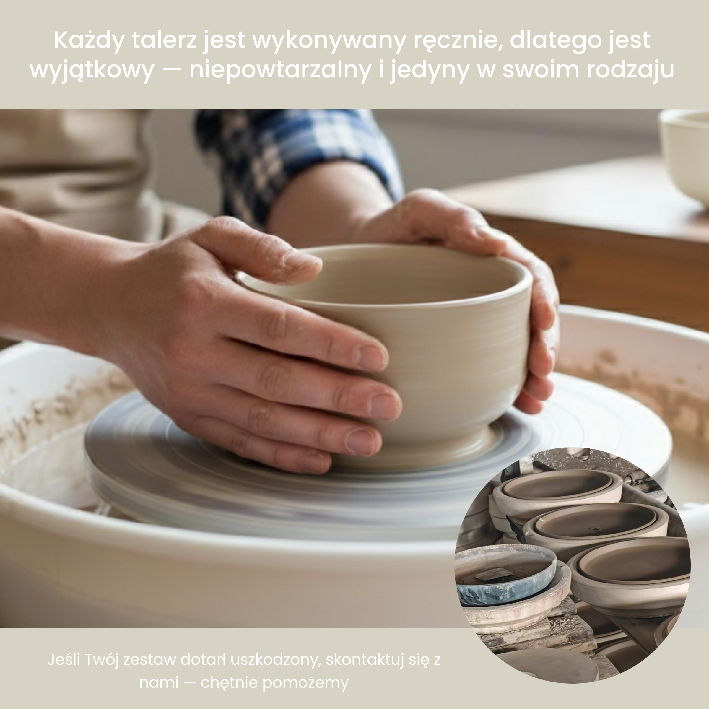 Zestaw naczyń z gresu porcelanowego dla 6 osób, 18 części — wytrzymalszy i odporny na zarysowania niż zestaw talerzy i misek z terakotą, beżowy połysk | Zestaw stołowy składający się z 6 talerzy
