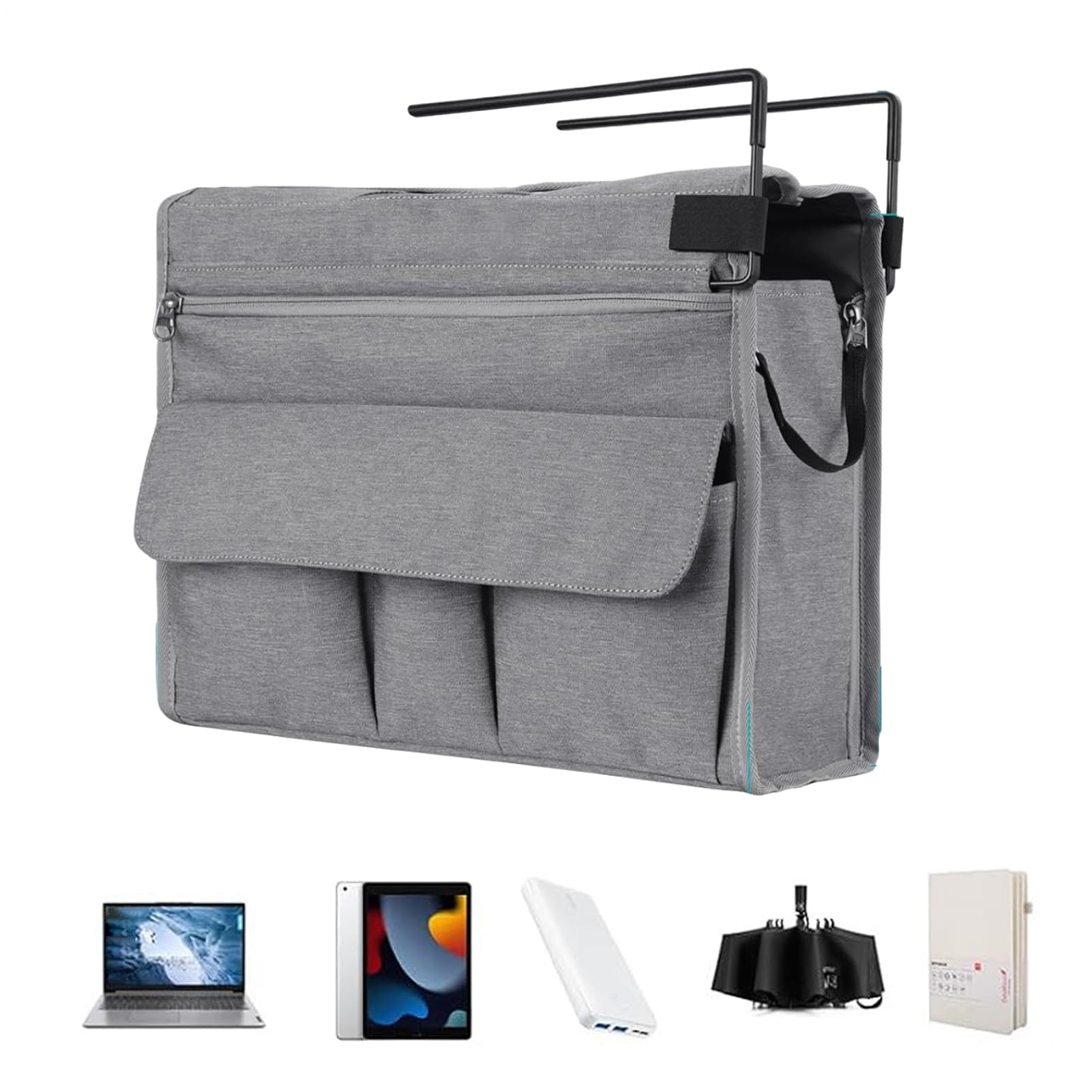 Organisateur de bureau à pince, corbeille à fichiers et organiseur de papier multi-poches gris