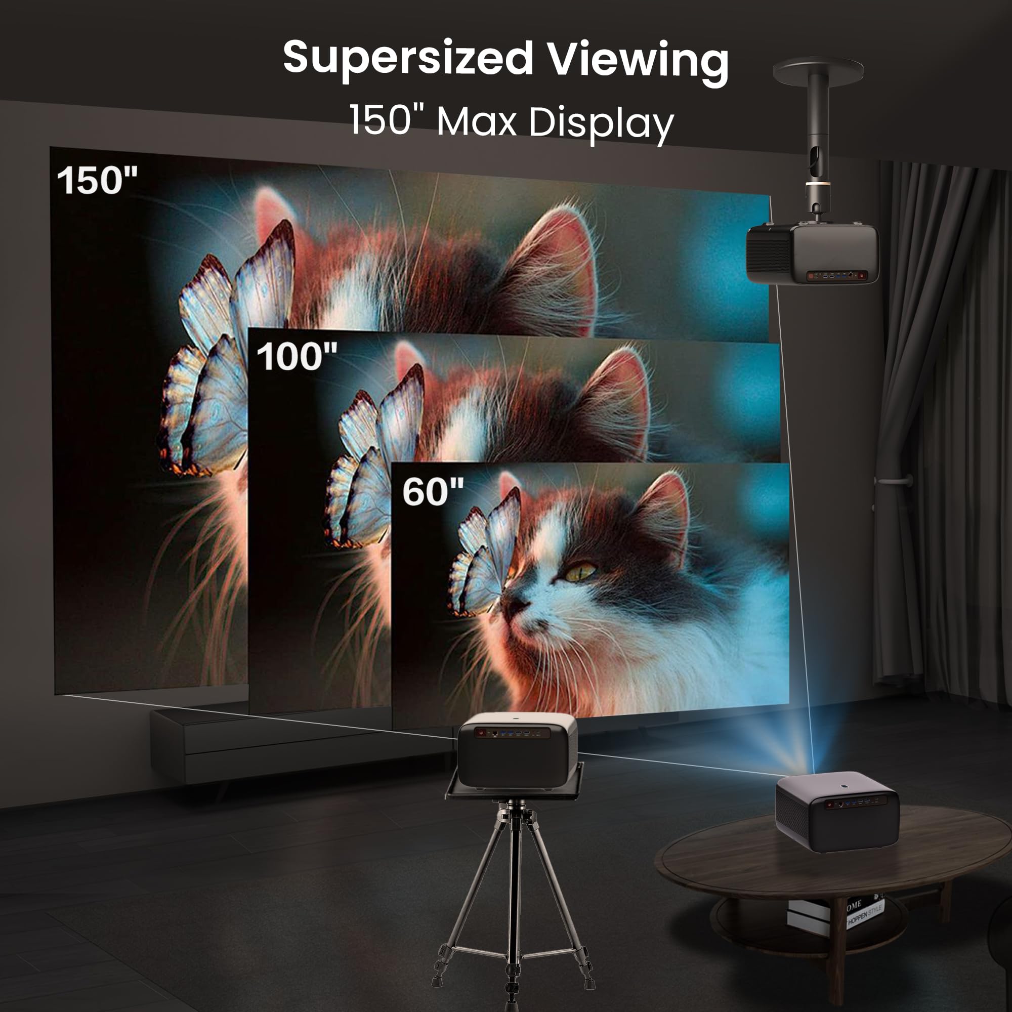 CASIRIS Omnistar Proiettore 1500 ANSI| Messa a fuoco automatica | Supporto 1080P Full HD 4K | Proiettore video Bluetooth 16:9 5G WiFi per TV Stick, Home Cinema, Ufficio, Club, Esterno