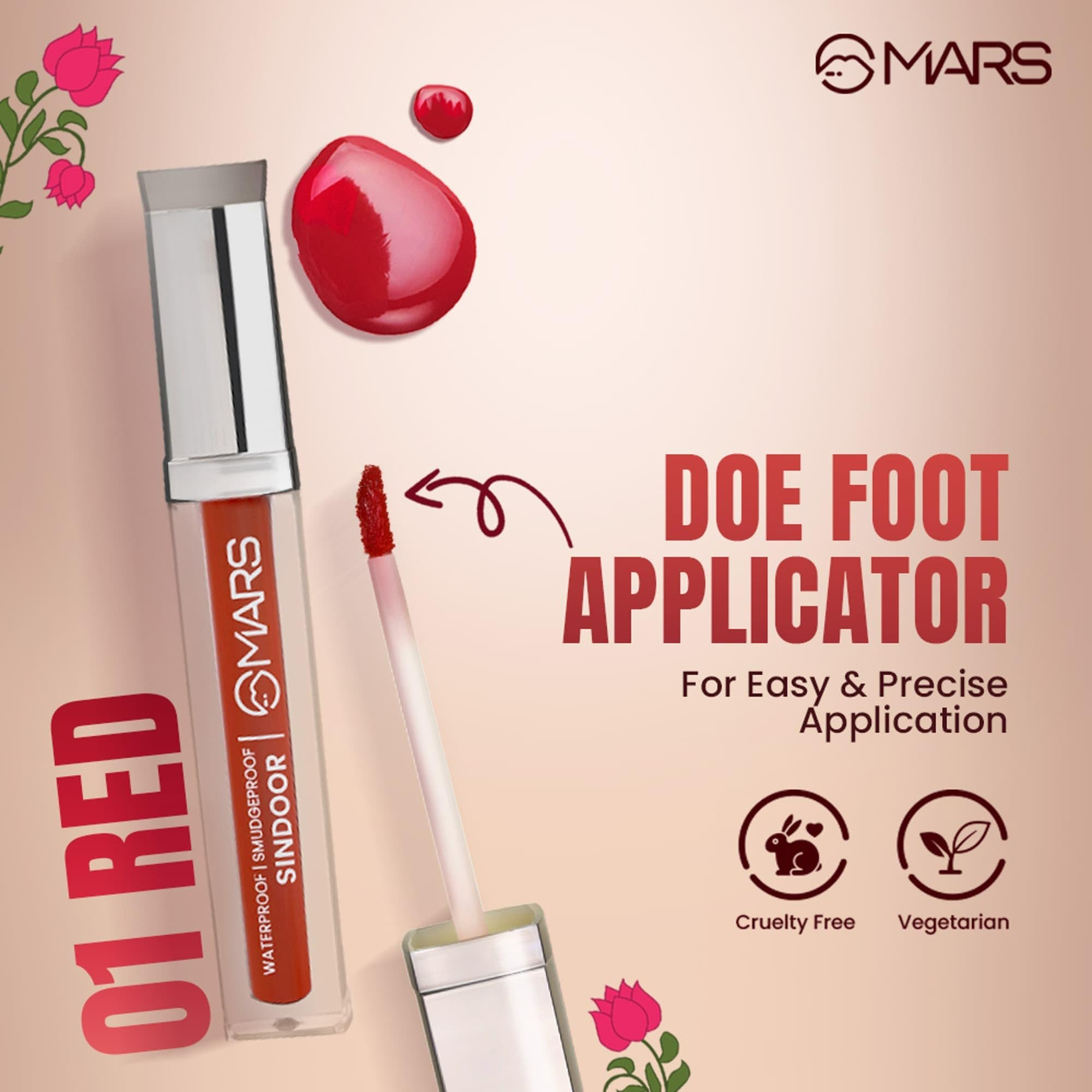 MARS Riwaj Liquid Sindoor | Smudge Proof & Long Lasting | Water Resistance & Quick Drying | Irritation Free | Rich Pigmentation (7ml) (RED) 3