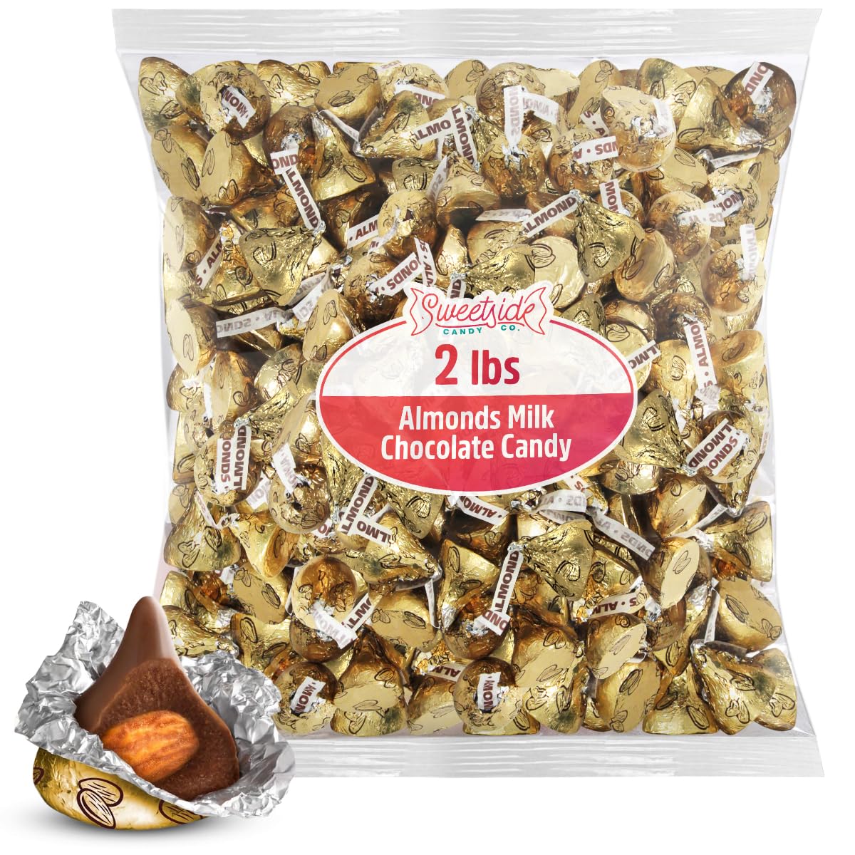Almond Kisses, 2lb Pack of Chocolate Kisses Bulk, Ideal Gold Chocolate for Parties, Events or Stocking Up on Your Favorite Chocolates, Perfect Gold Wrapped Candy for Sharing and snacking