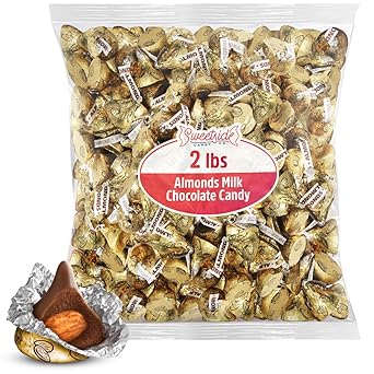 Almond Kisses, 2lb Pack of Chocolate Kisses Bulk, Ideal Gold Chocolate for Parties, Events or Stocking Up on Your Favorite Chocolates, Perfect Gold Wrapped Candy for Sharing and snacking