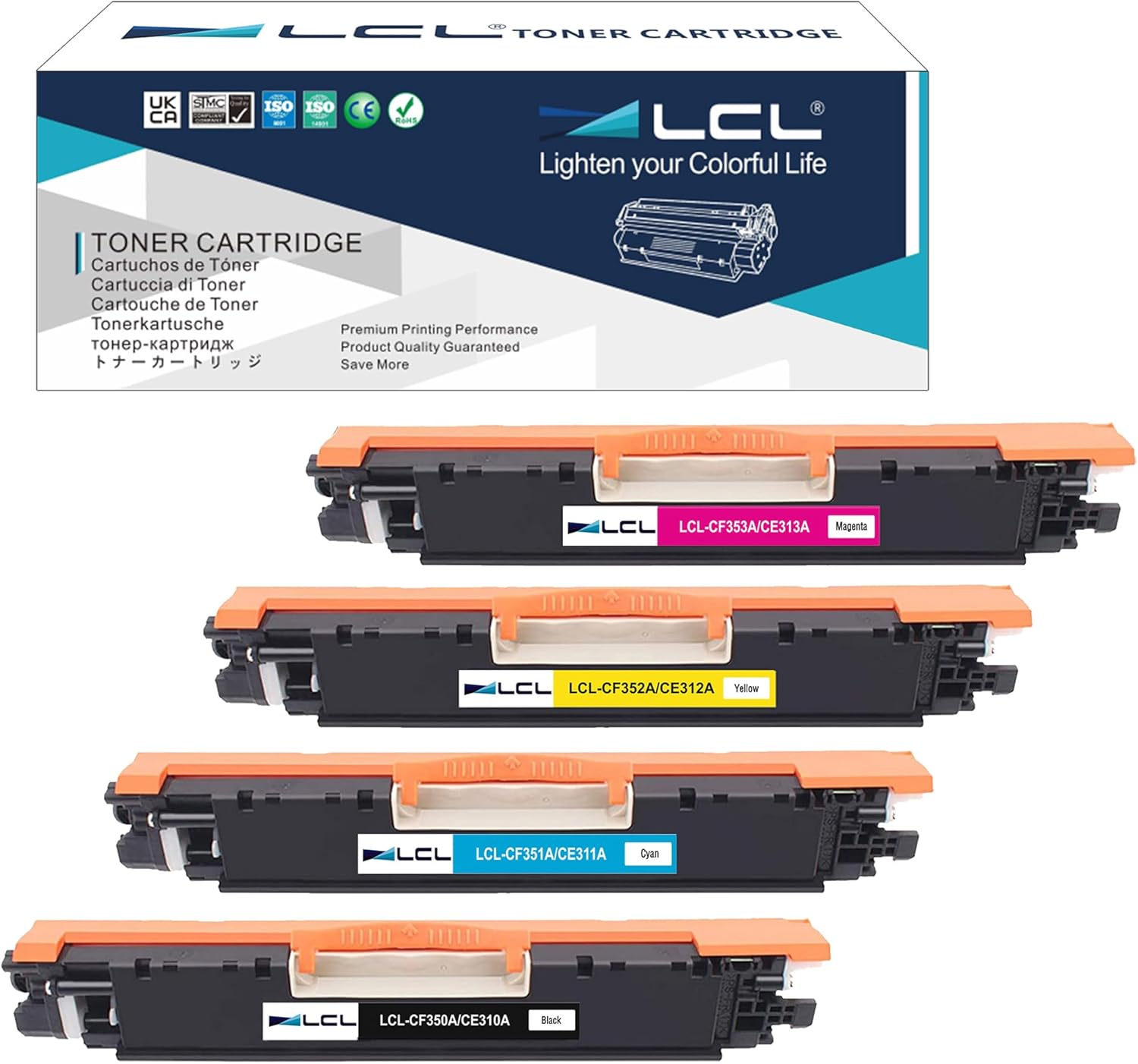 LCL Remanufactured Toner Cartridge Replacement for HP 126A CE310A CE311A CE312A CE313A CF341A LaserJet Pro CP1020 CP1025 CP1025nw LaserJet 100 Color MFP M175 M175nw (4-Pack Black Cyan Magenta Yellow)
