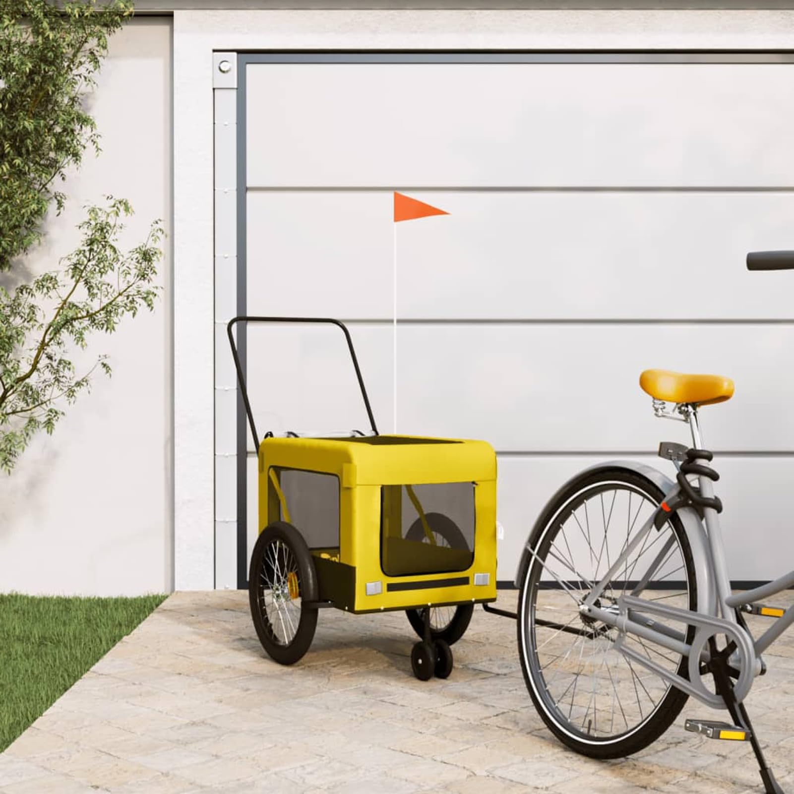 Vopese Bike Trailer for Dog, Pet Carrier Bicycle Trailer with Safety Flag, Oxford Fabric and Iron Frame, Small to Medium Dog Cart for Cycling and Outdoor Travel