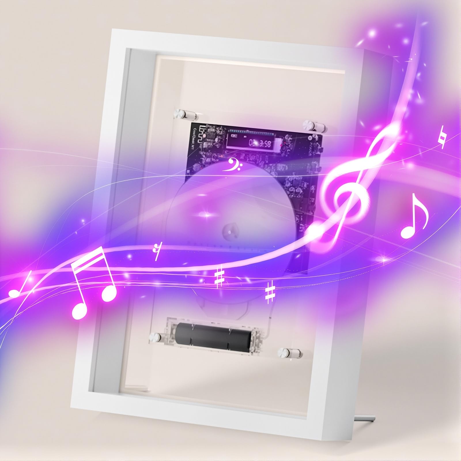 Lettore CD montabile a parete, cornice decorativa musicale con telecomando, Bluetooth 5.0/uscita AUX da 3,5 mm, senza altoparlanti per la casa