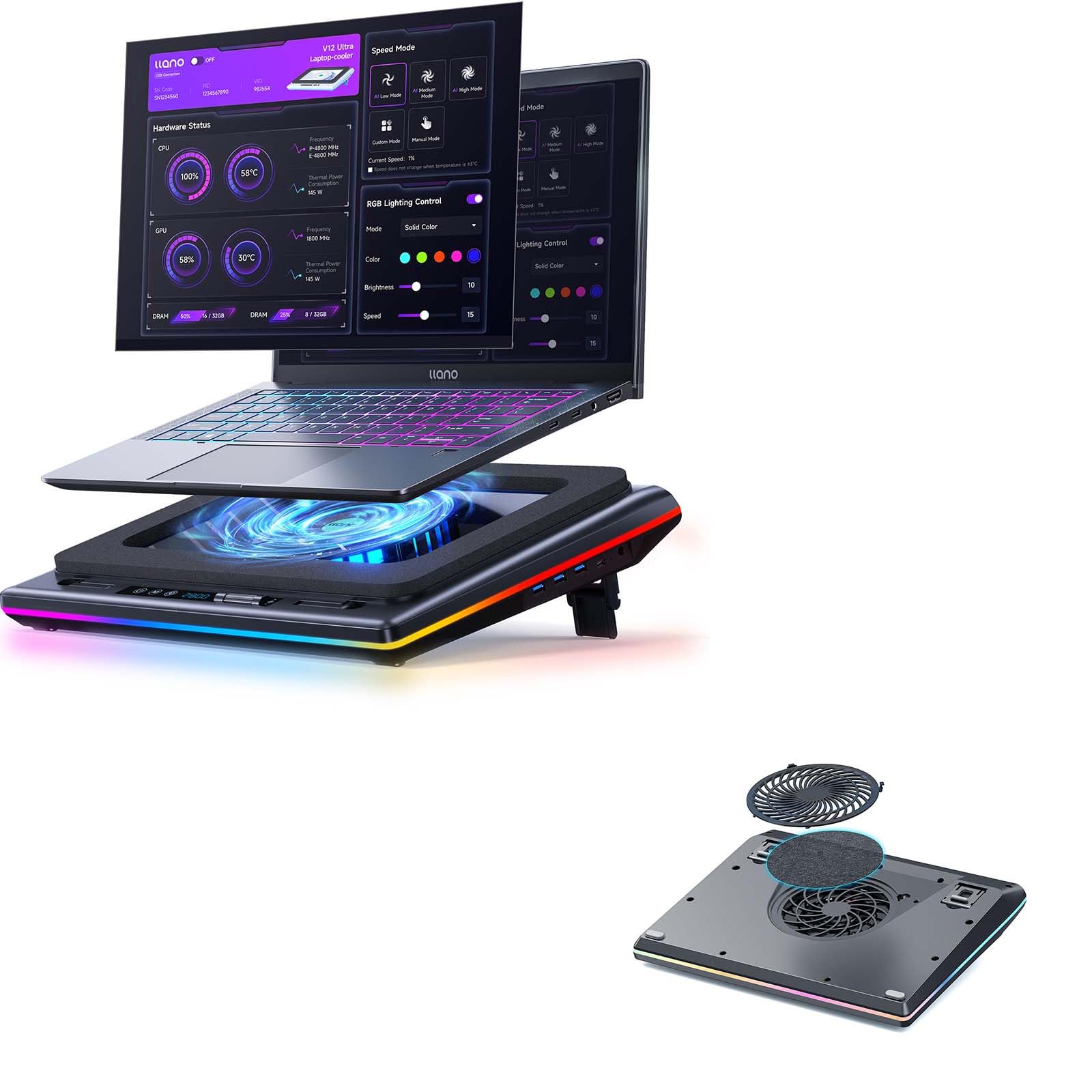 Amazon.com: llano V12 Ultra Laptop Cooling Pad Bundle with Dust