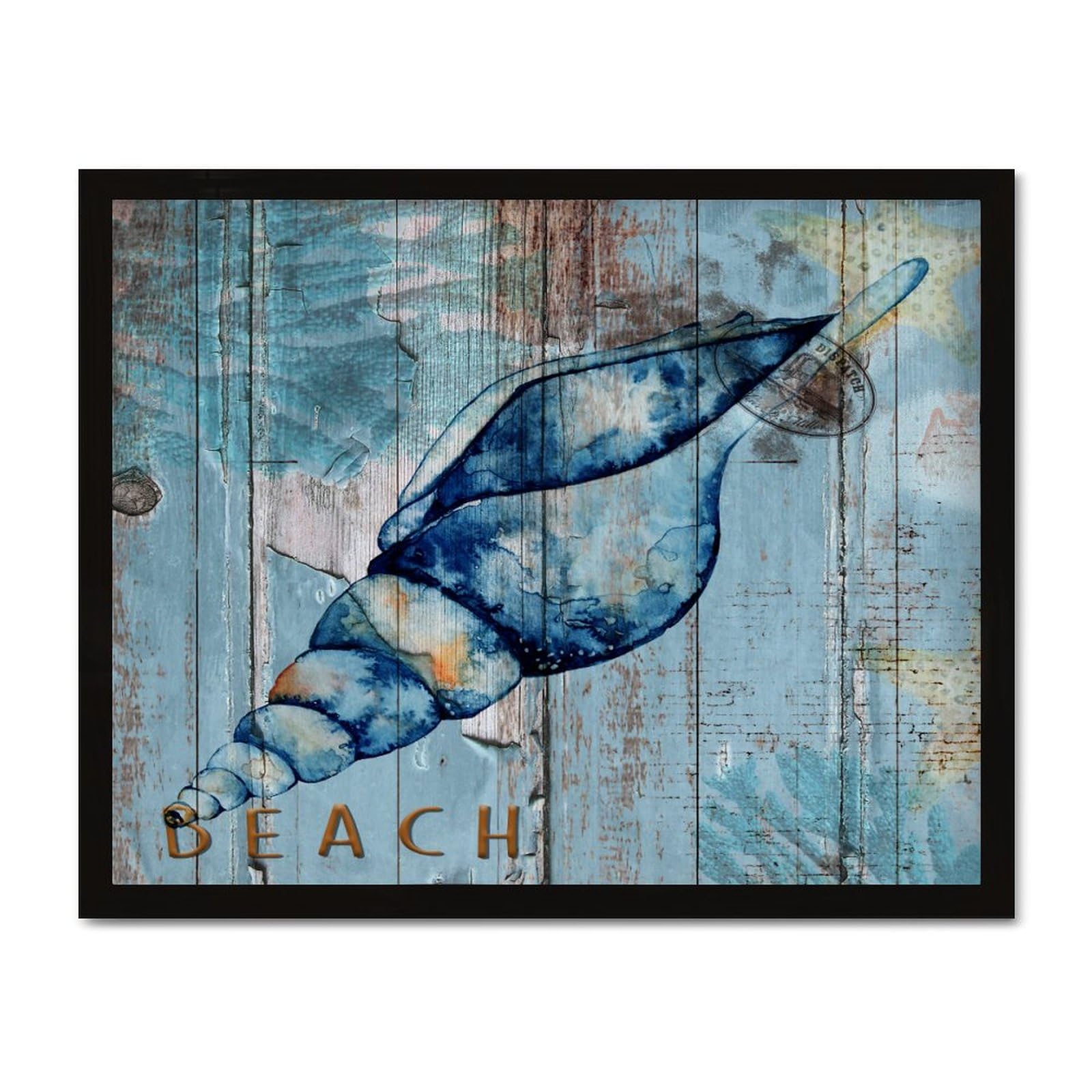 Panneau en bois poissons de mer et décor océan