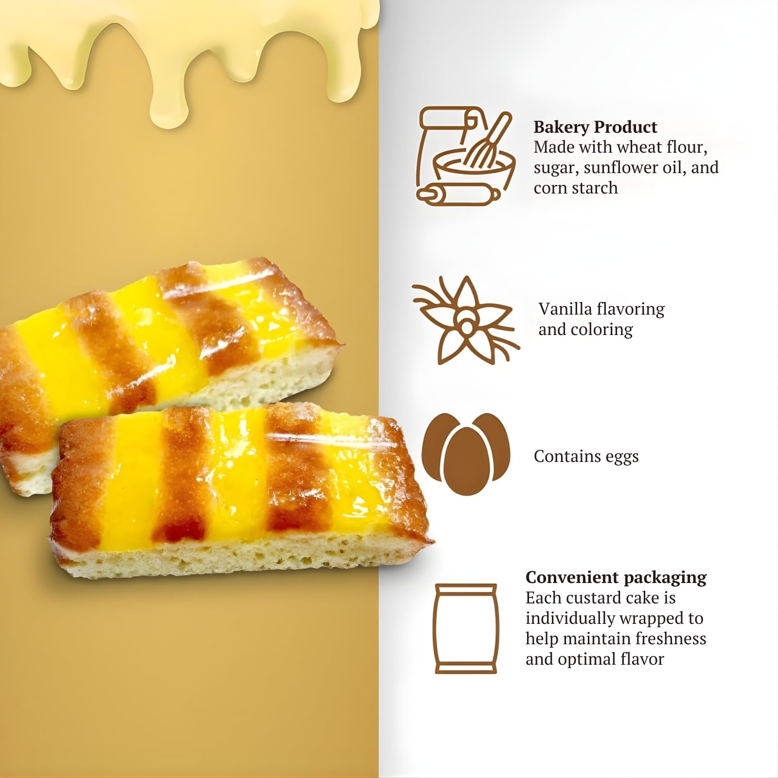 LAPASION - Bizcocho con crema pastelera | Bollería | Pasteles | Bizcochos | Sobaos | 2 Kg