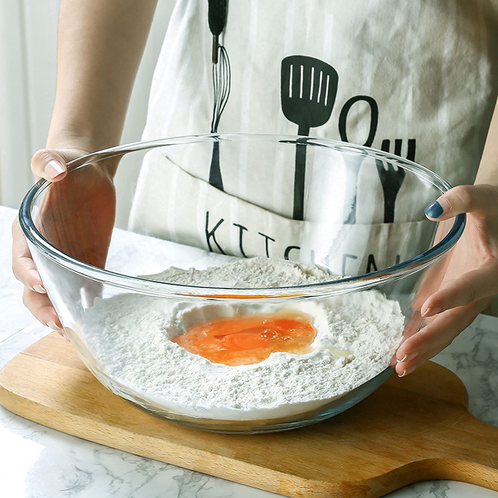 Glas-Rührschüssel-Set für Küche, 3-teiliges Schüssel-Set (1 qt, 2.5 qt, 4.2 qt), hohe Brosilikat-Salatschüssel für Küche, Backen, Vorbereiten, mikrowellen-, spülmaschinen- und ofenfest