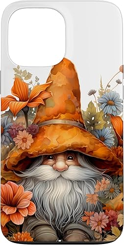 Funda para iPhone 13 Pro Max Happy Fall Gnomo Hojas de otoño