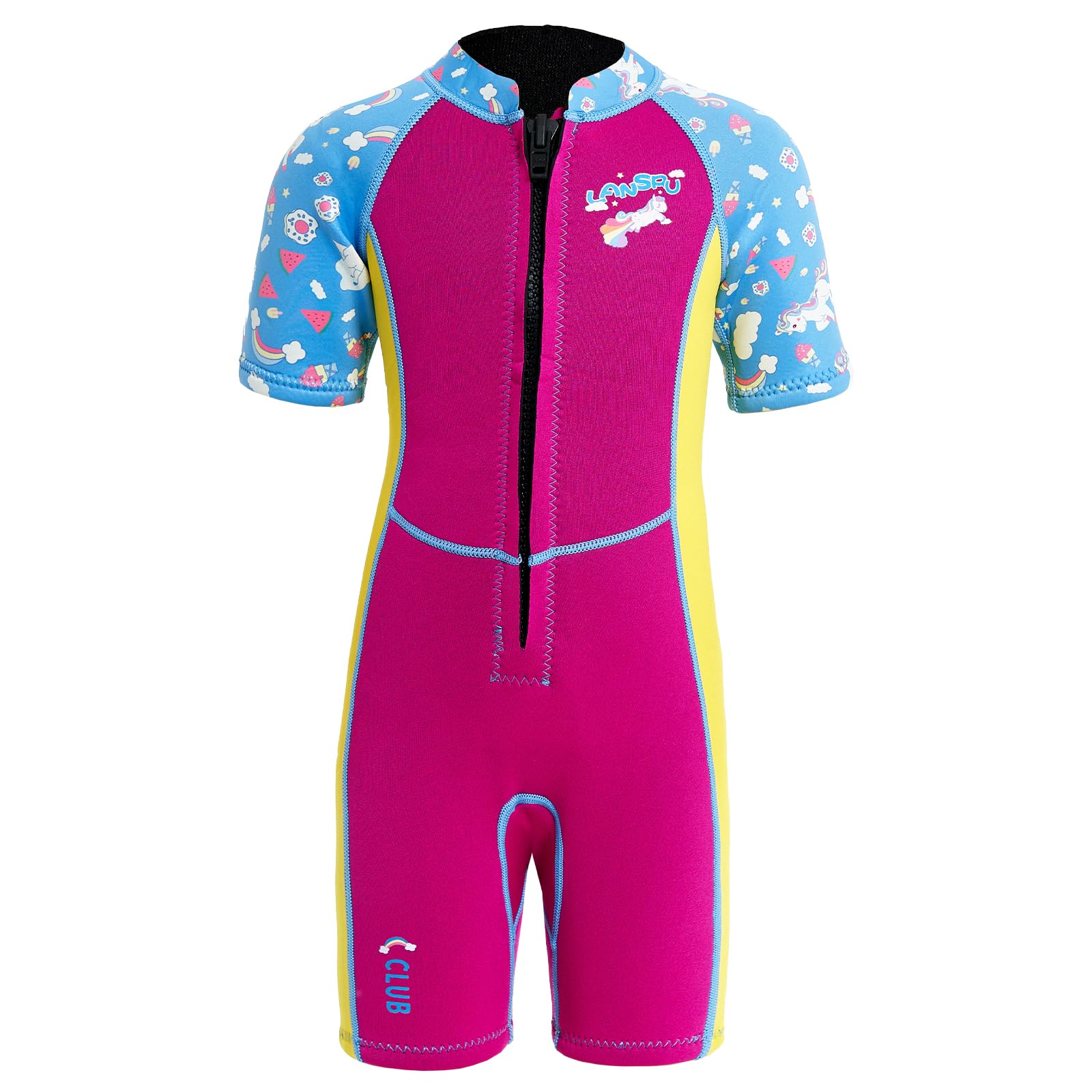 Muta in neoprene per bambini, 2,5 mm, shorty in neoprene, chiusura lampo frontale, per surf, nuoto, immersioni, mantenere caldo per sport acquatici