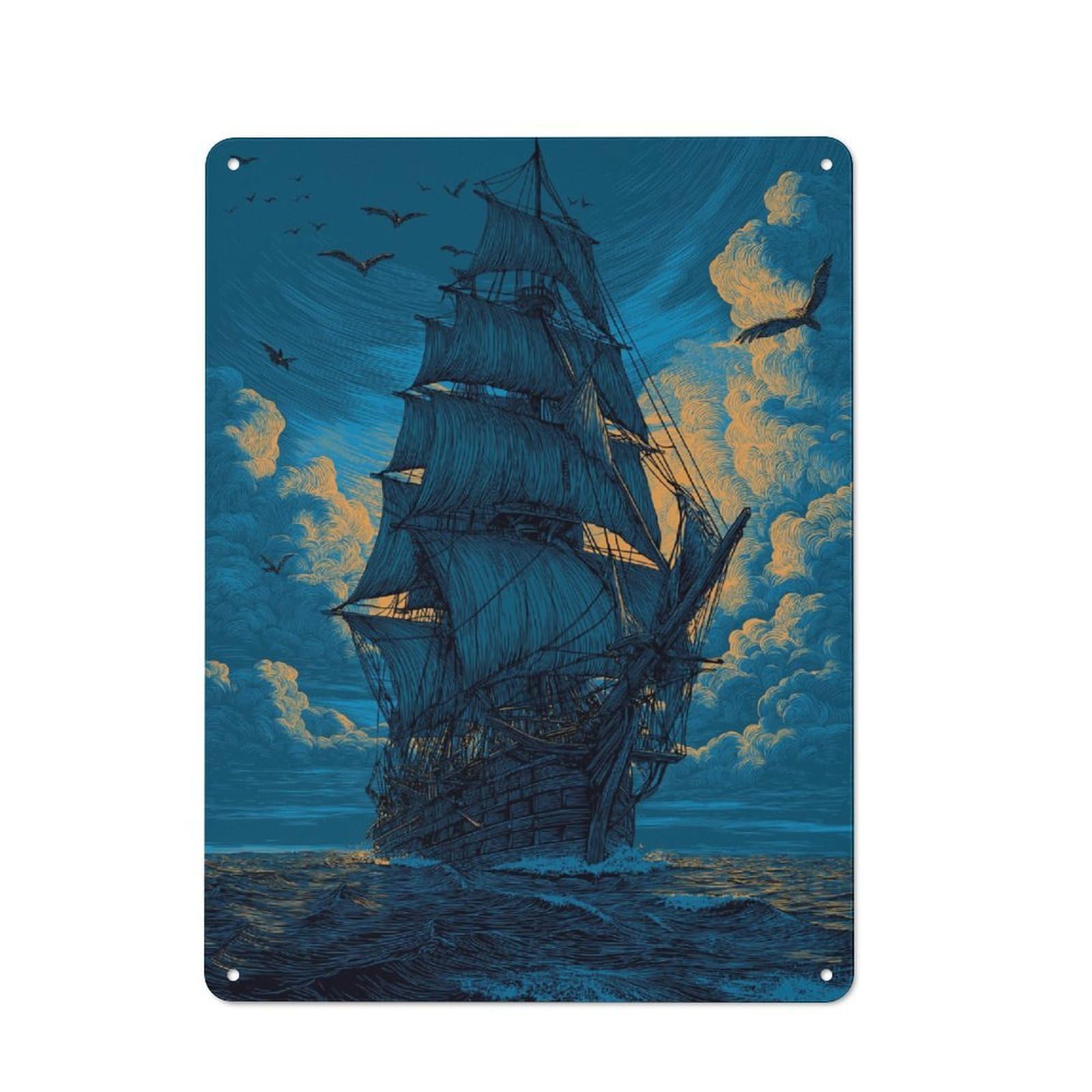 Junmoney Midnight Voyage Vintage Tin Sign 40X30cm For Dining Room Or Kitchen, Suited To Dining Room Decor Fans
