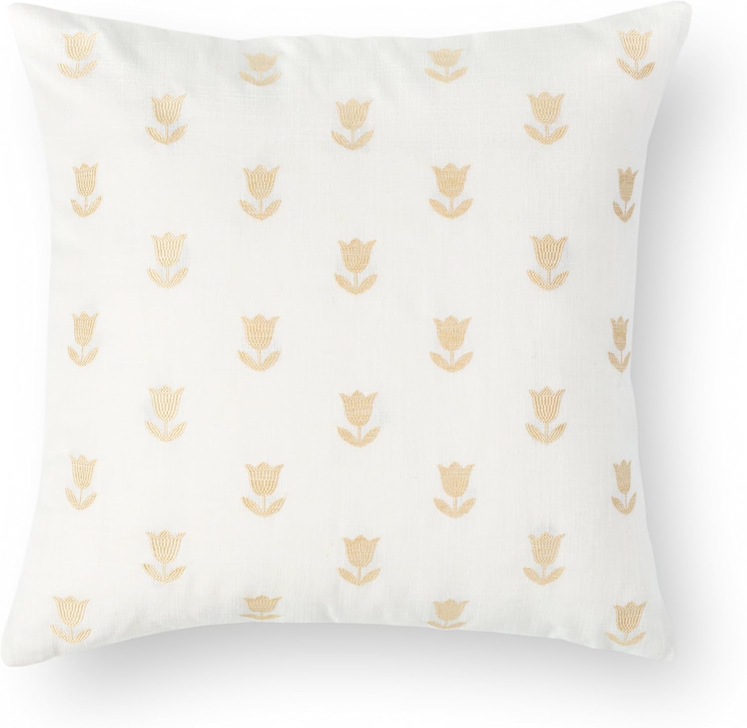 Crumbs Home Modern Farmhouse Fall Linen Indoor Outdoor Throw Pillow Cover Only, 20"x20" Water Repellent for Patio, Backyard, Couch, Neutral Ivory Cream Floral