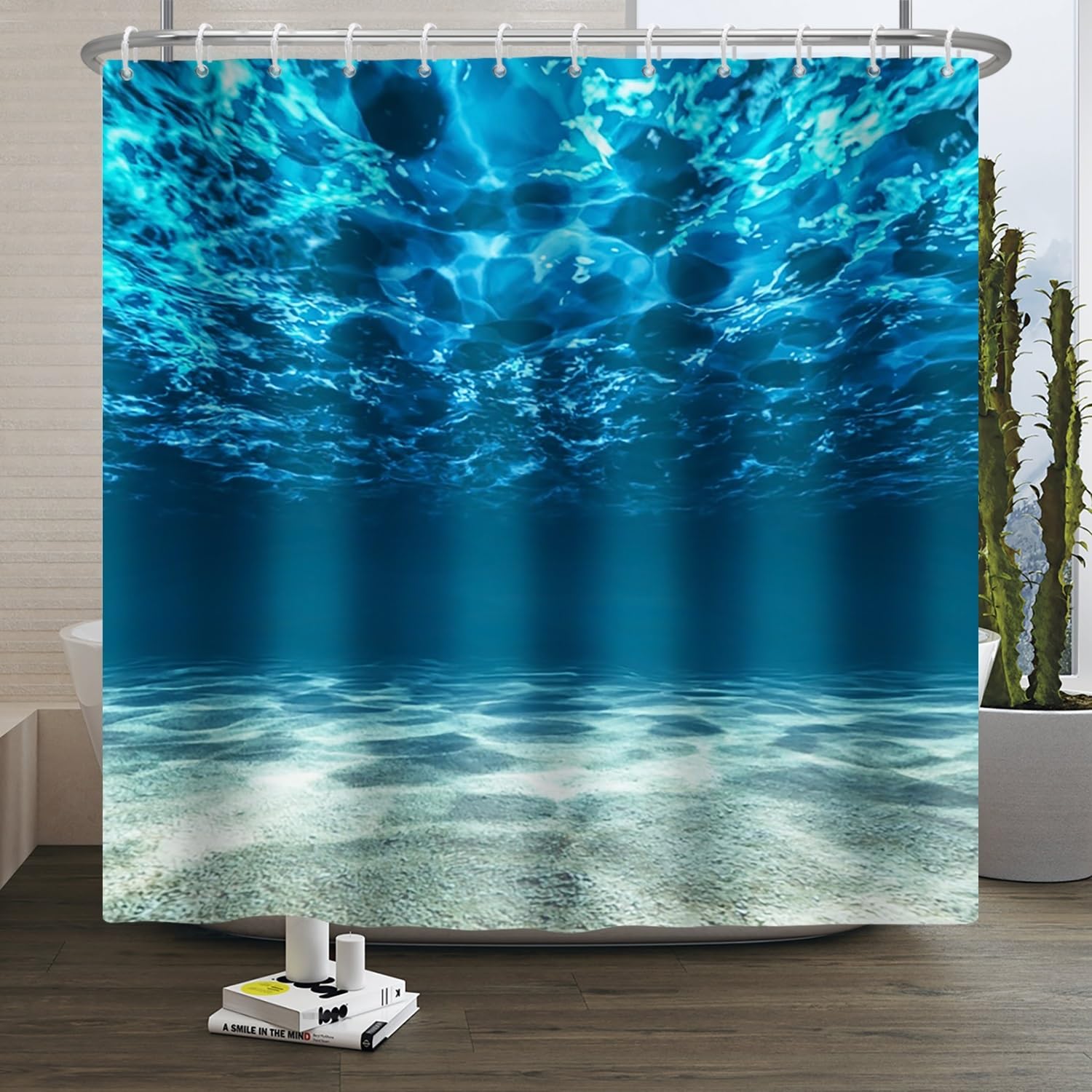 Rideau De Douche 3D Vie Marine – 180x180 Cm, Tissu Polyester Imperméable, Résistant Moisissure, Lavable