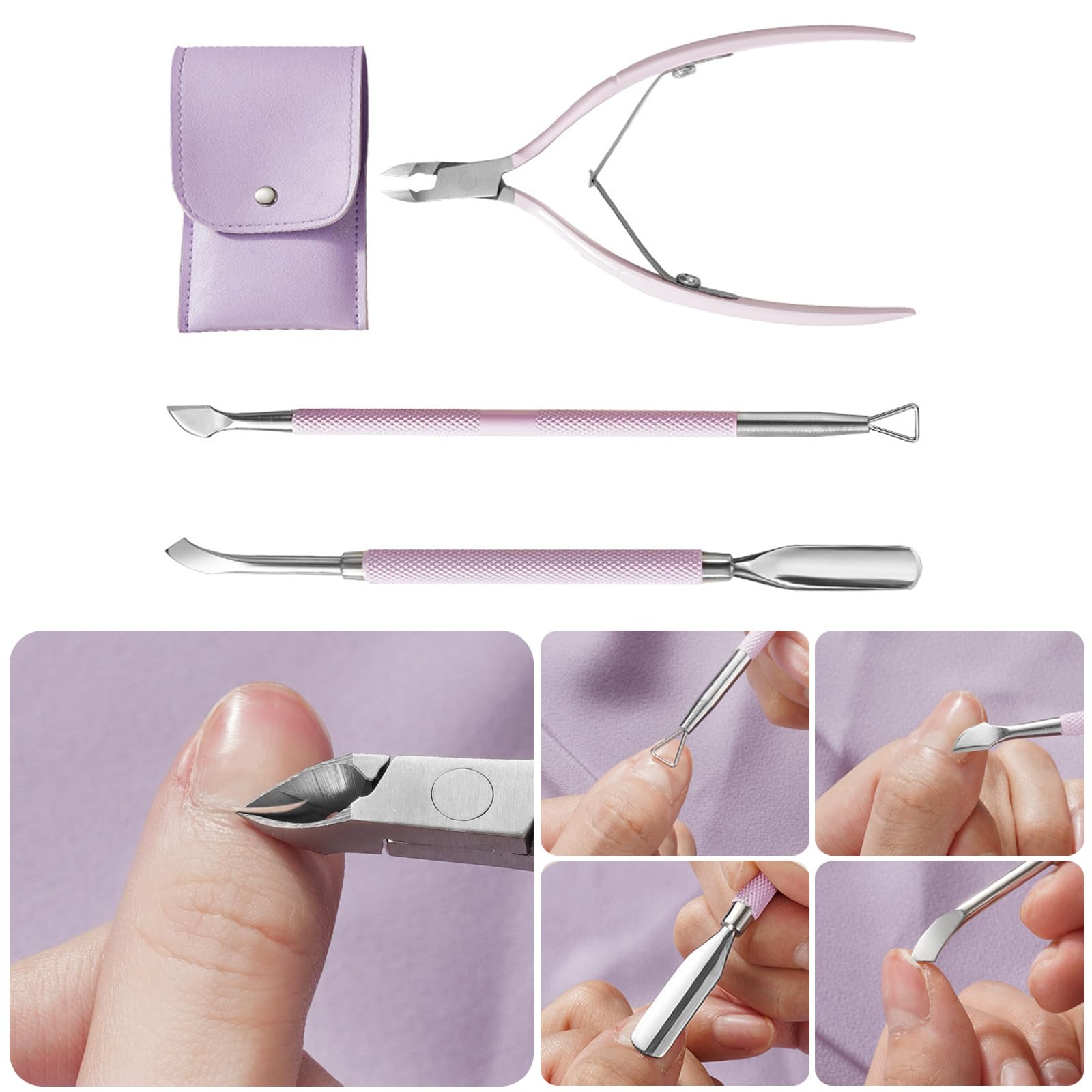 Cuticle Trimmer With Cuticle Pusher Cuticle Remover Cuticle Nipper Cuticle Pusher Cutter Portable Pedicure Manicure Tool