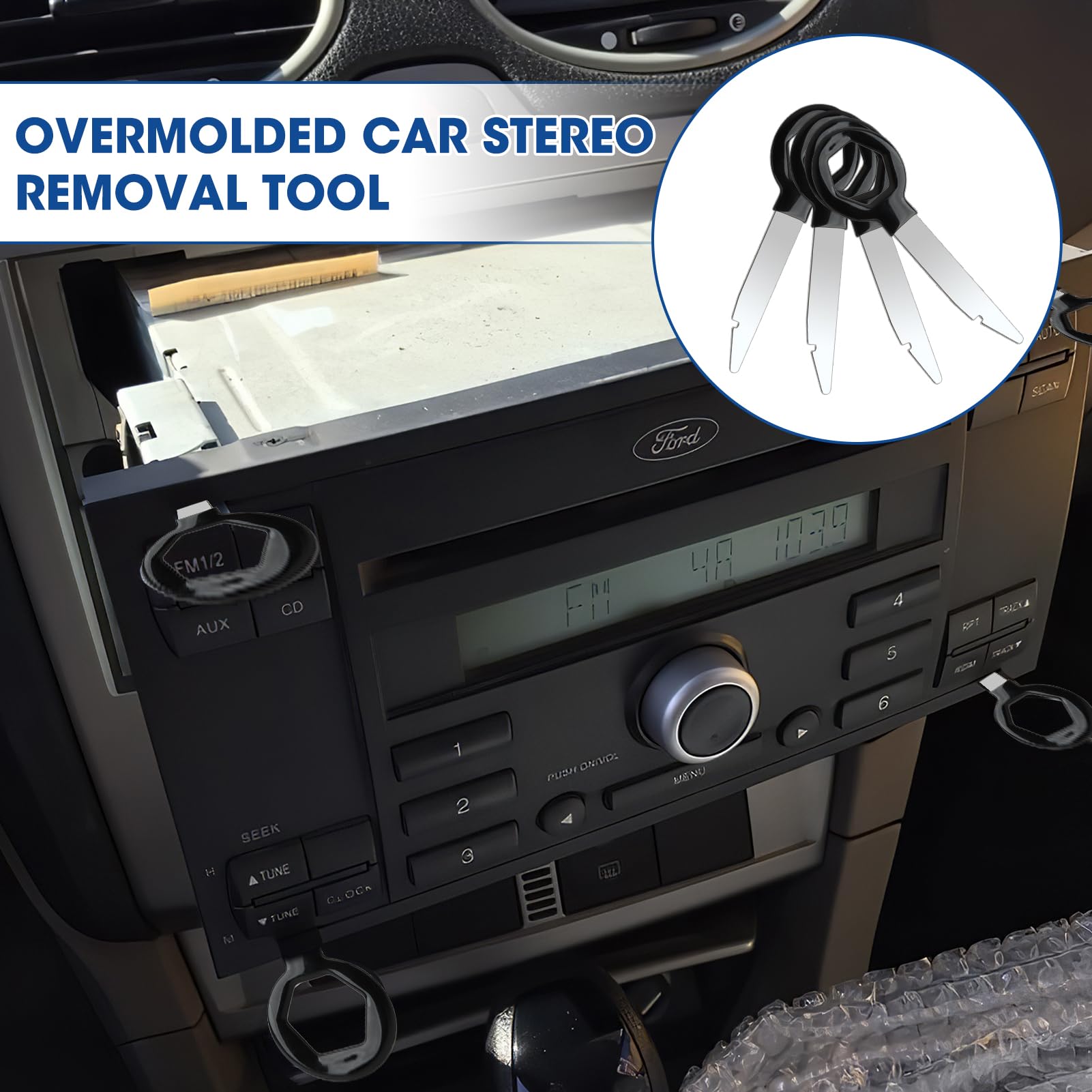 4 x uniwersalny klucz do radia samochodowego, narzędzia do demontażu radia samochodowego ze stali nierdzewnej, kompatybilne z VW Seat, Skoda do systemów stereo 2 DIN, trwałość i profesjonalna