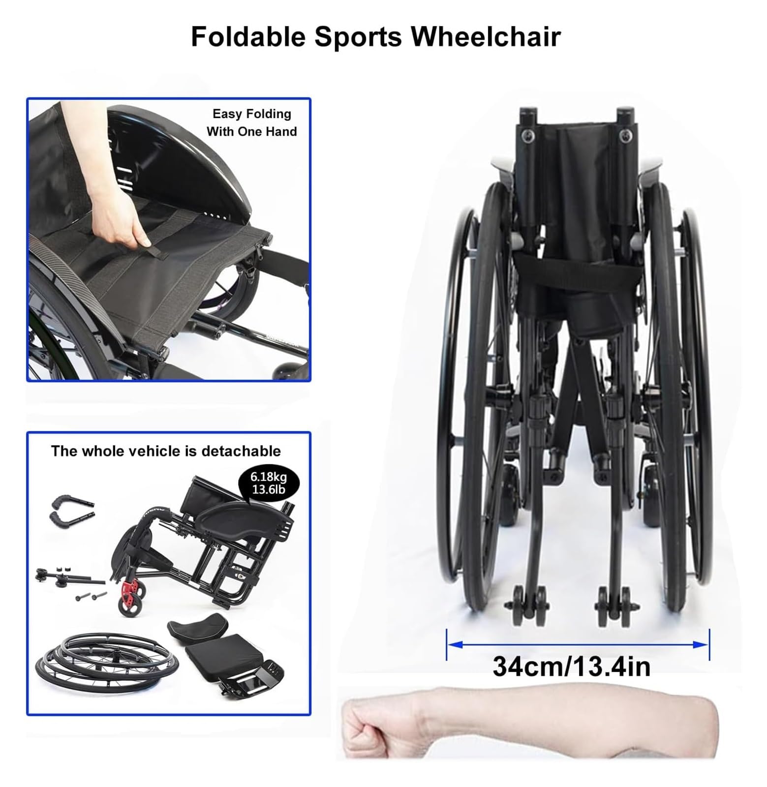 Silla de ruedas portátil de transporte, plegable, ultraligera, deportiva, deportiva, deportiva y de ocio, silla de ruedas manual de aleación de aluminio autopropulsada (rojo A, ancho del asiento: 36