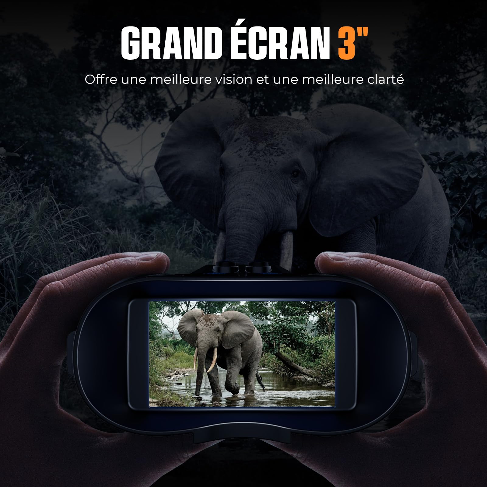 Lunettes de vision nocturne CIGMAN, portée de détection de 400 mètres, écran HD de 3 pouces, batterie au lithium de 5000 mAh, ouverture f/1.4, zoom numérique 8x, adaptées à l'observation et au camping
