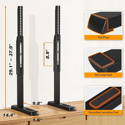 Miniatura 5 de 5Rcom Soporte universal para TV, patas grandes para televisores curvos planos de 37 a 86 pulgadas con gestión de cables, soporte de mesa para TV de