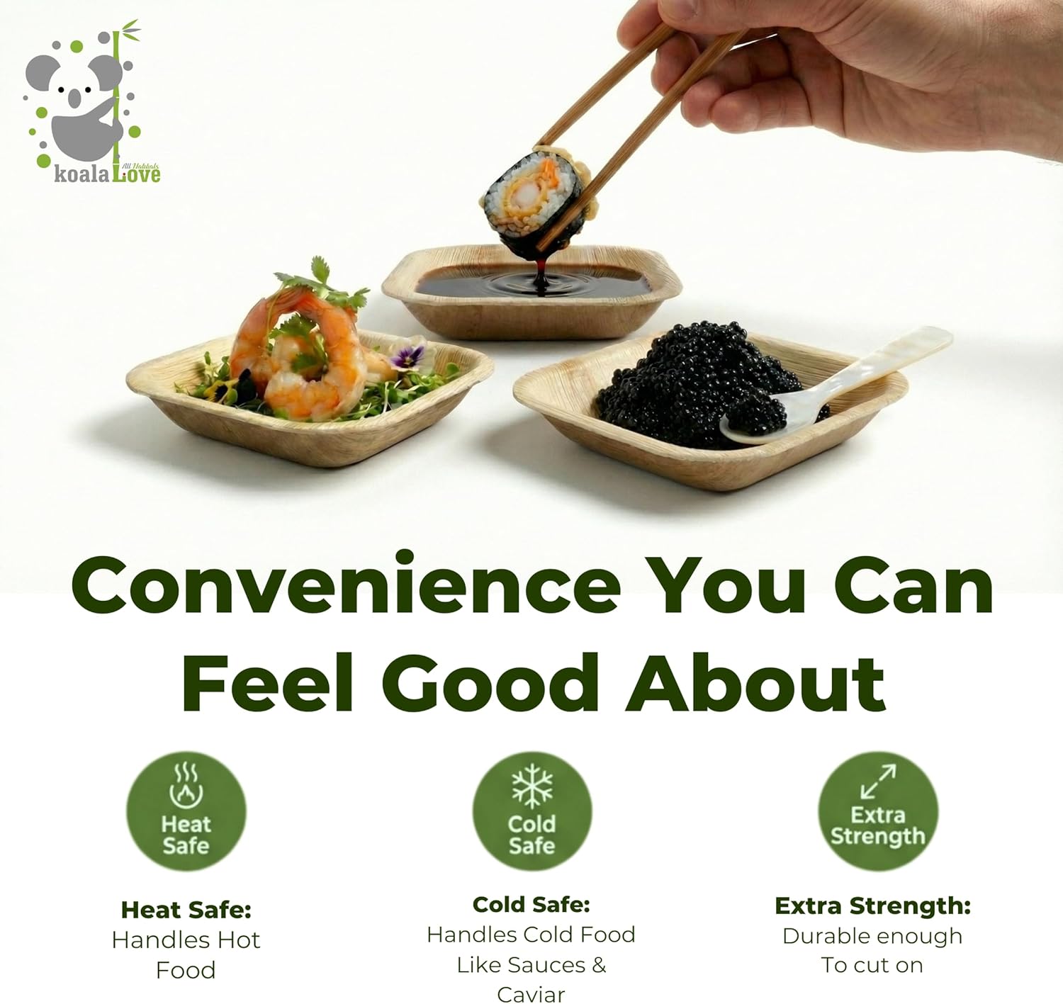 Palm Leaf Plates Bamboo Paper Disposable 2.5 Inch Small Mini Sushi Square Party Plates 100 Pack Bulk Biodegradable Compostable Elegant Alternative To Wooden Plastic Plate By KoalaLove