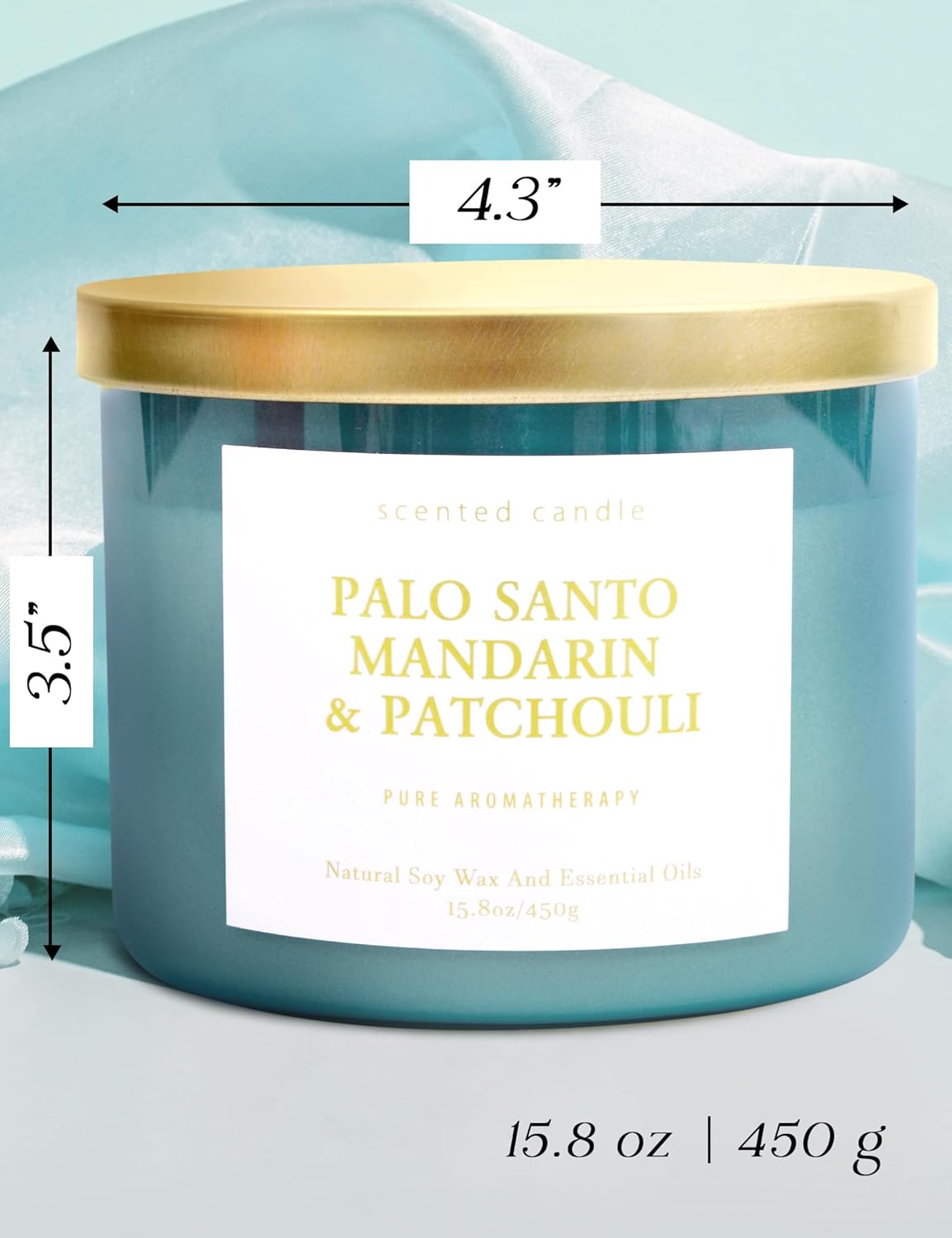 Palo Santo Mandarin Patchouli and Eucalyptus Thyme Citrus 3 Wick Scented Candles Bundle Set of 2 x 15.8 Oz