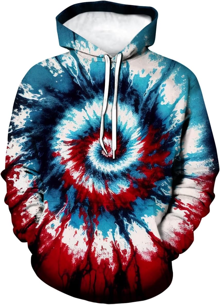 LAOLIUSN Funny Tie Dye Hoodie Colorful Spiral Theme Sweatshirt