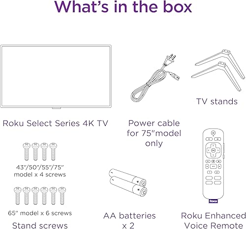Miniatura 10 de Roku Select Series Televisor Smart Roku TV, 4K, HDR, control por voz mejorado, imágenes 4K brillantes, brillo automático, streaming impecable, 43