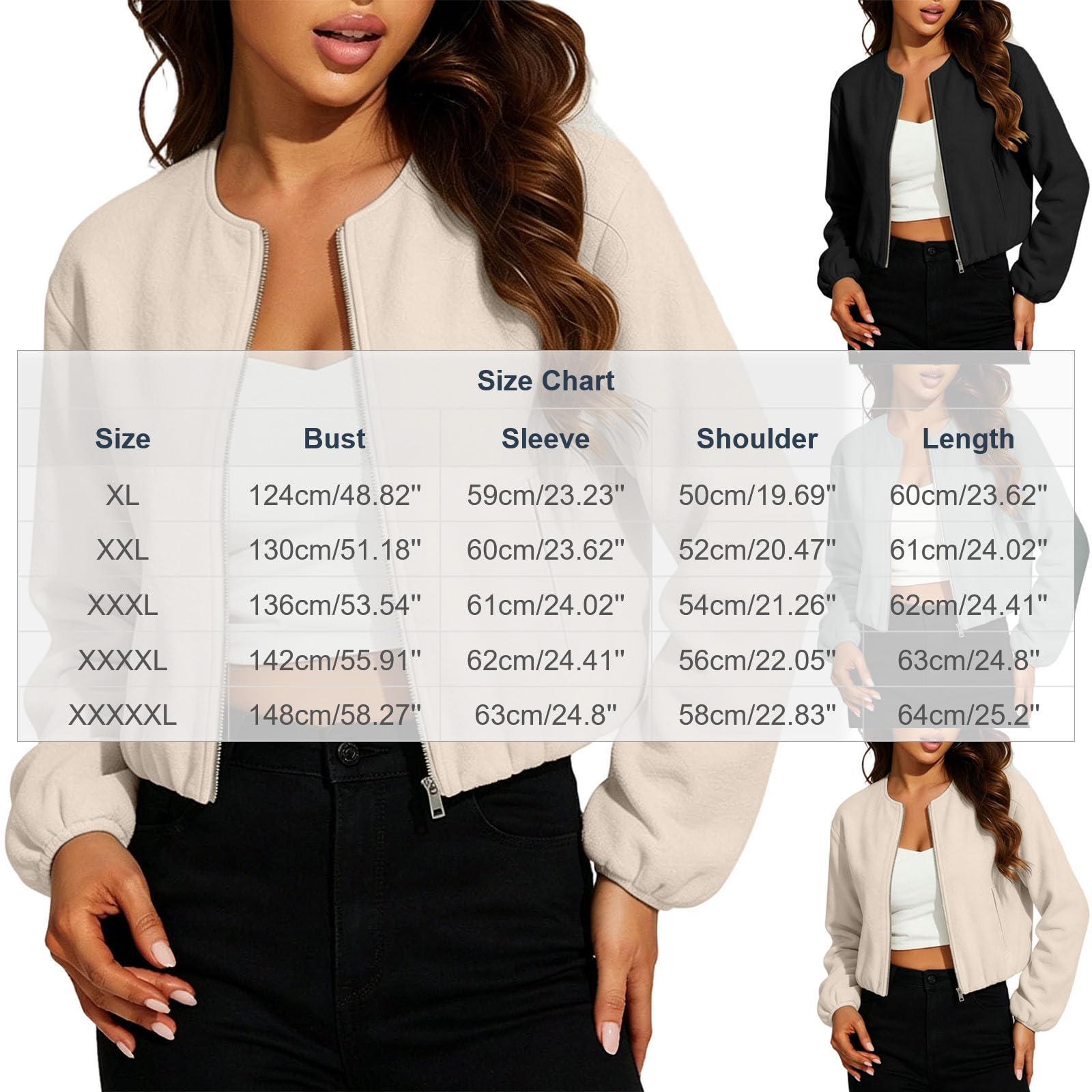 LUCKME Chaqueta Bomber Mujer,Cazadora Corta con Cremallera Casual Ligera | Cazadora Mujer Básica de Manga Larga Cuello Redondo Chaquetas Holgados Otoño e Invierno Abrigo Ligero Uso Diario