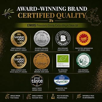 Greek Extra Virgin Olive Oil 1L - Premium Koroneiki EVOO, Cold Pressed, Low Acidity 0.27%, Rich in Polyphenols, Single Origin, Harvest 2025/26, BBD Feb-2028