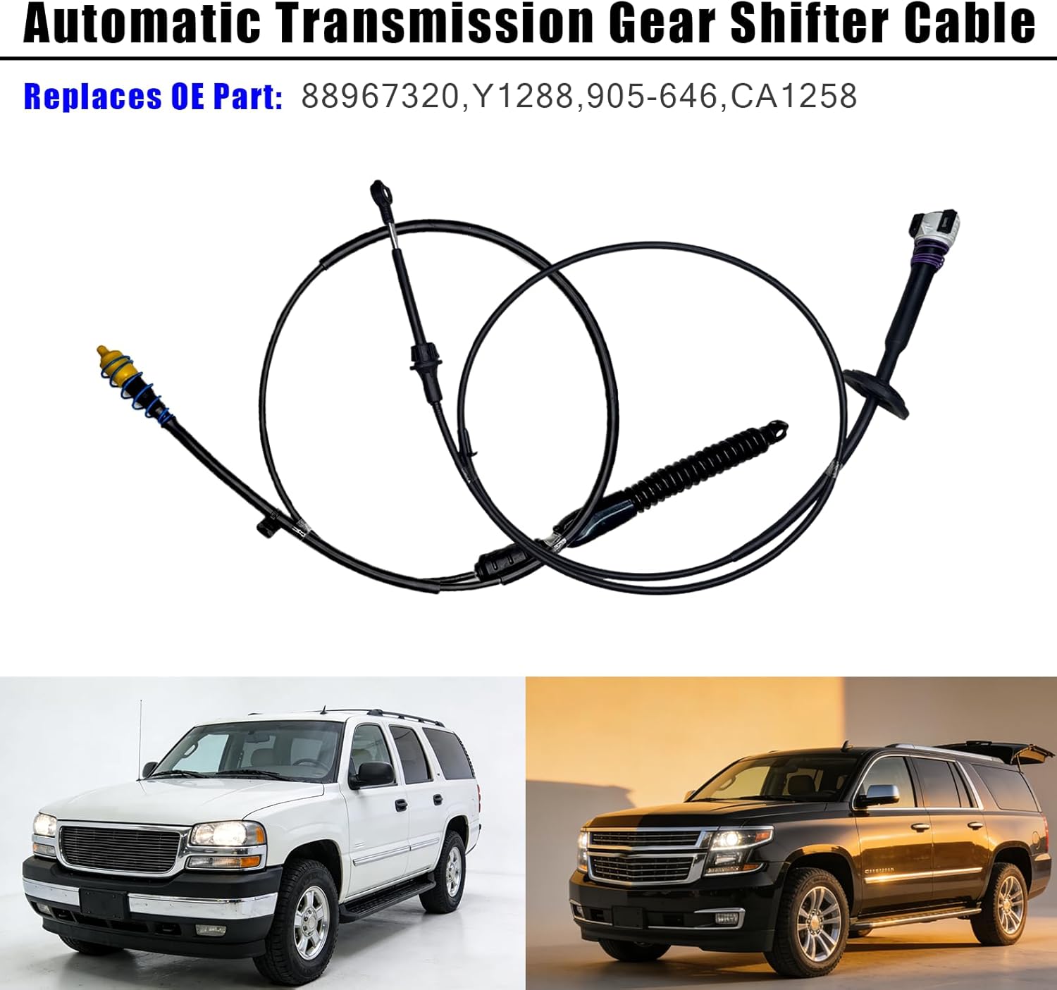 Automatic Transmission Gear Shift Cable Compatible with CHEVROLET AVALANCHE 1500 2500 2002-2006,CHEVROLET SUBURBAN 1500 2500 2000-2006,Replaces 88967320,Y1288,905-646,CA1258