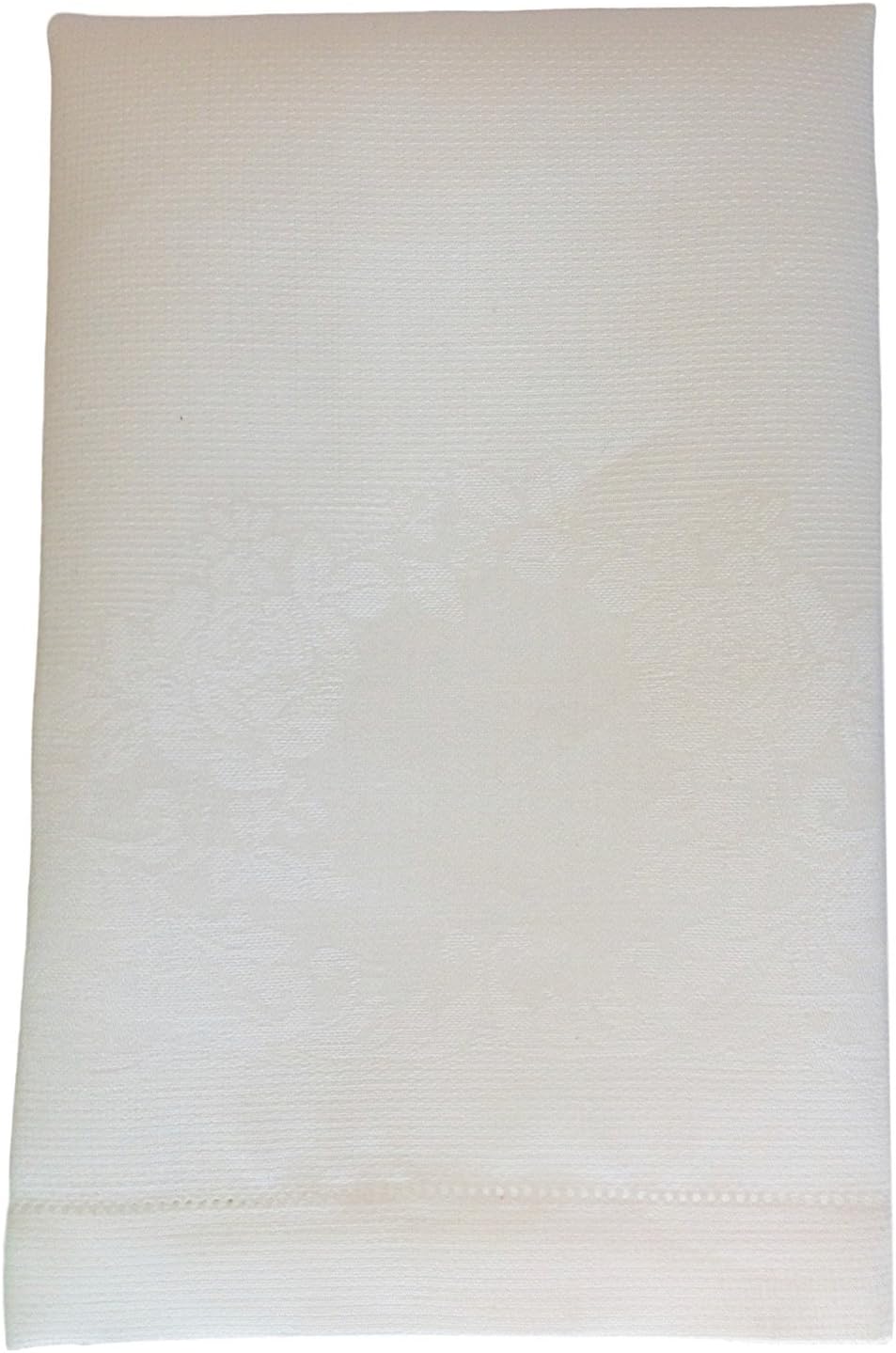 Linen Huckaback Turkish Towel with Rose Design (White)