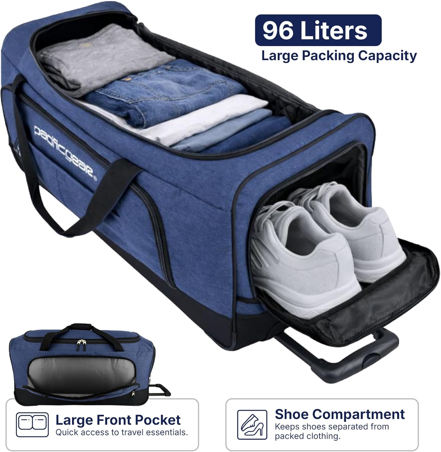 Pacific Gear Duffel Bag with Rolling Wheels - Image 6