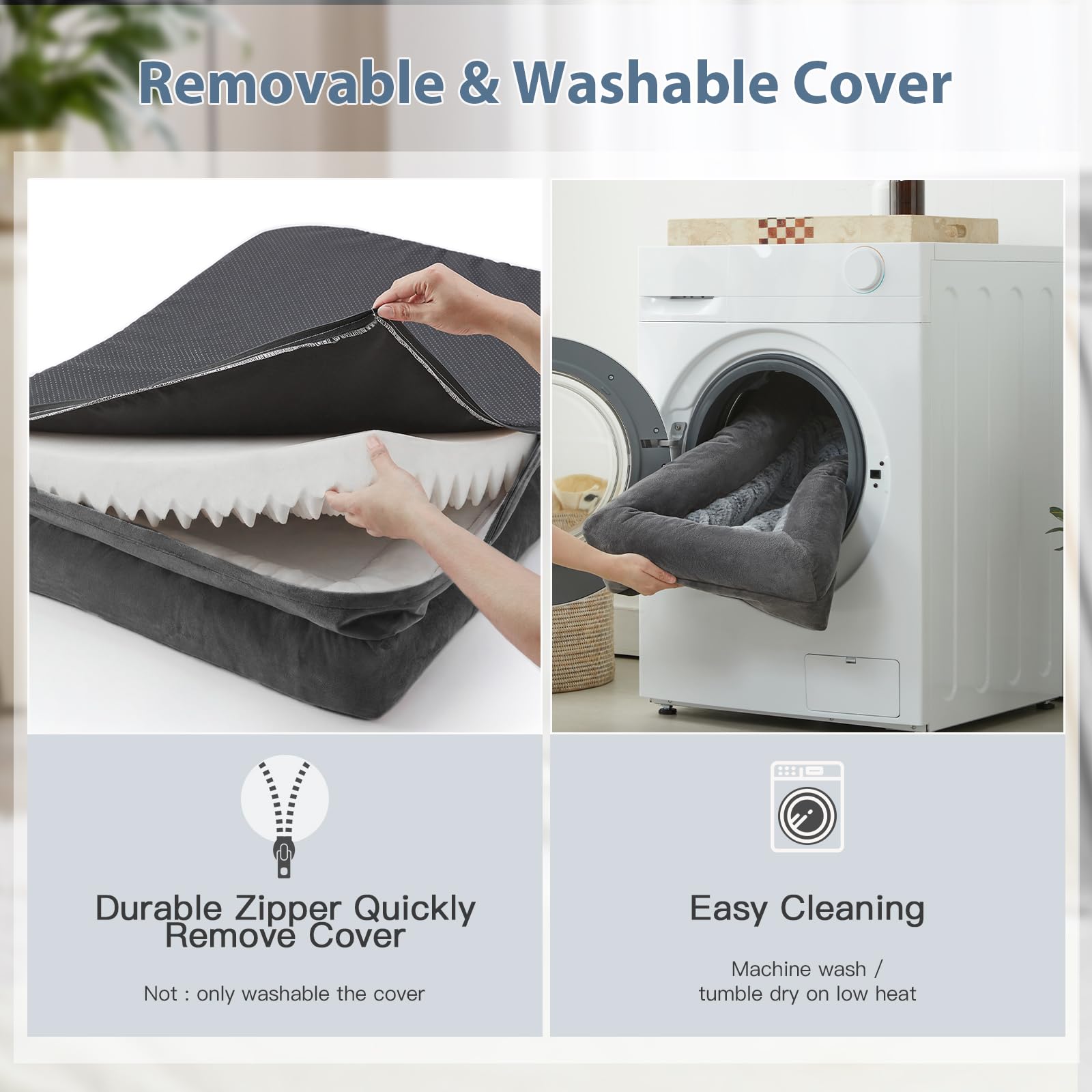WNPETHOME Camas ortopédicas para perros de gran tamaño, sofá impermeable extra grande con funda extraíble lavable y parte inferior antideslizante, cama XL para perros con lados (gris oscuro)