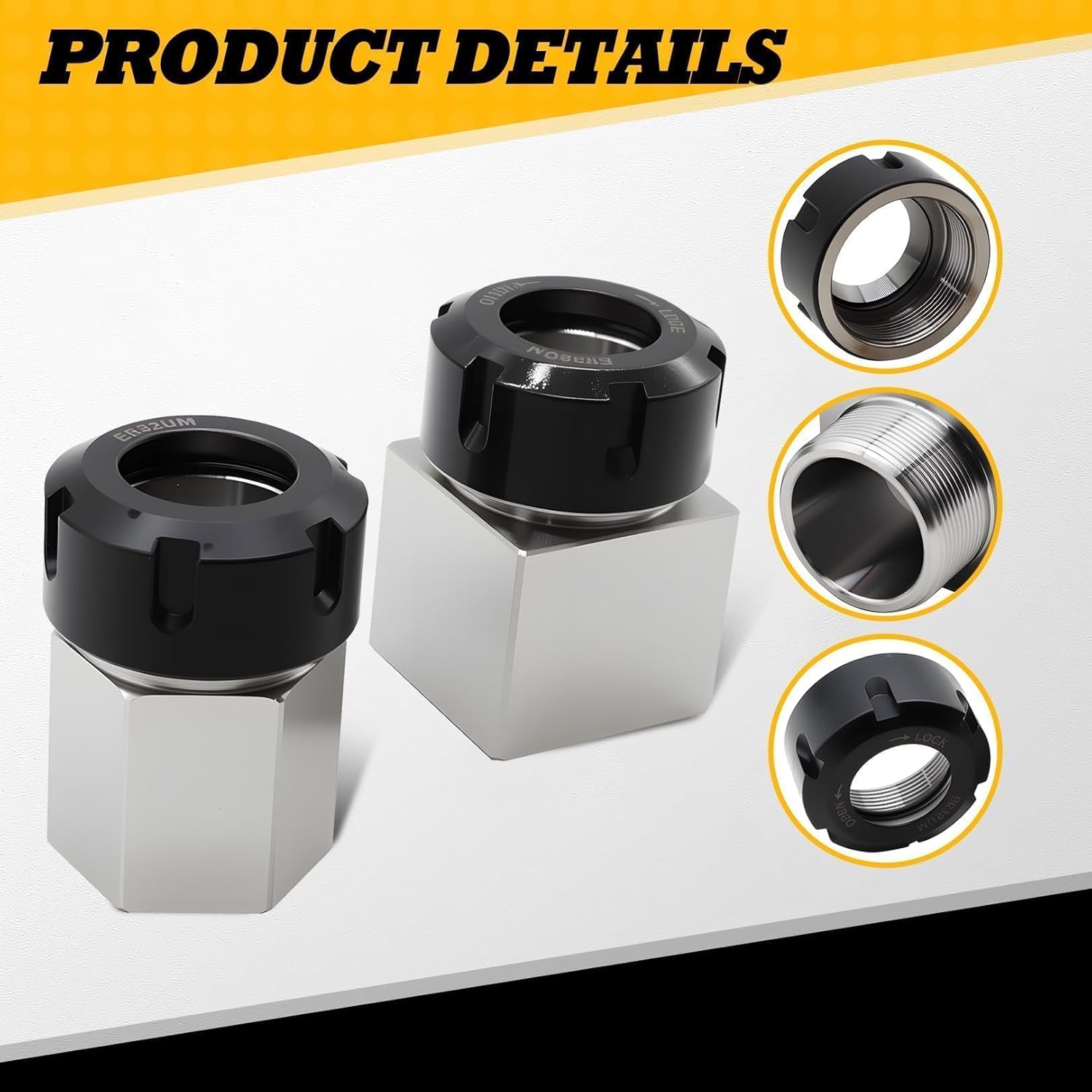 ER-32 Collet Chucks Block Set of Square and Hex Workholding Holder for CNC Machines