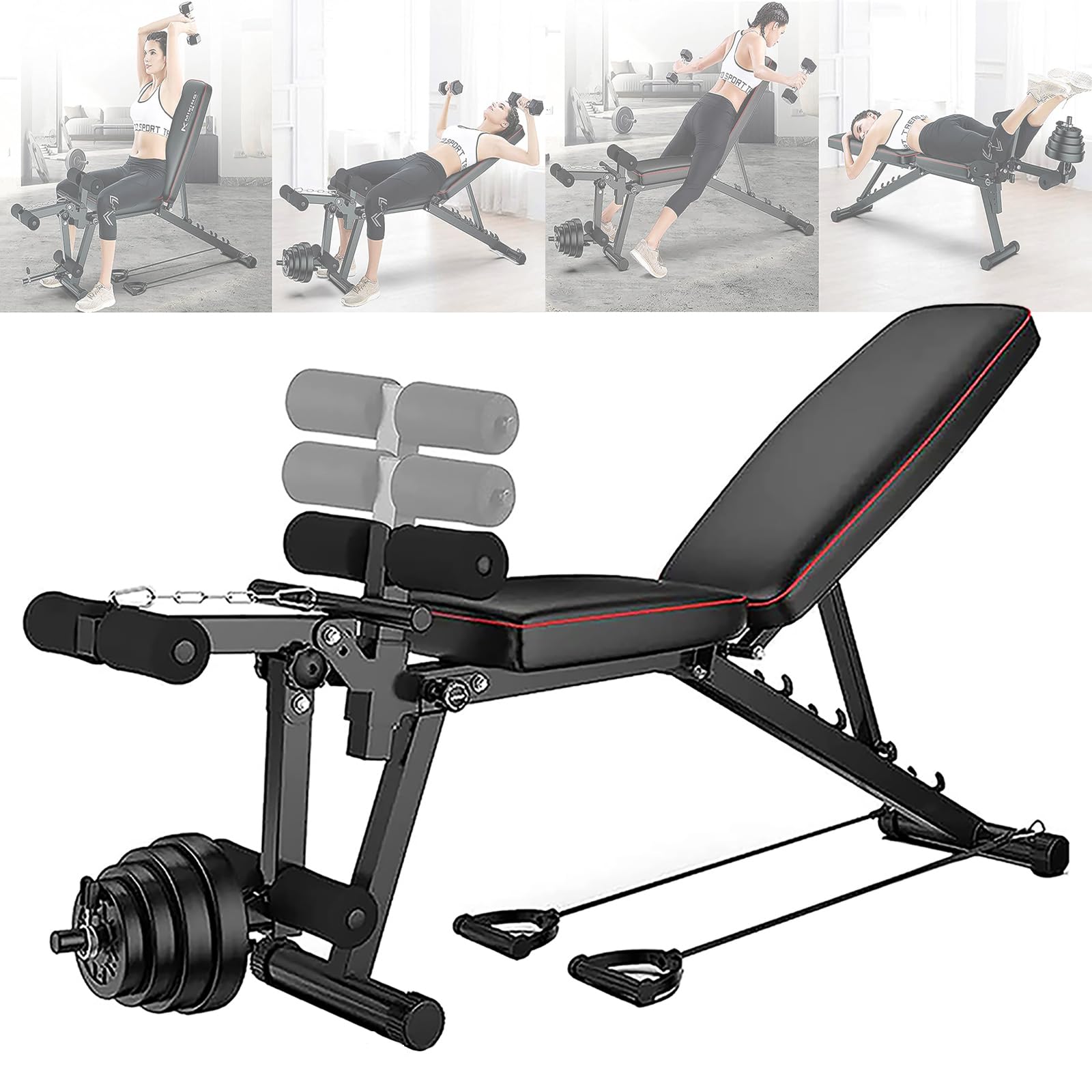 Weight Bench With Weights And Bar Set,weight Bench Foldable With Leg Extension And Leg Curl,Barbell Lifting Press Exercise Equipment,Leg Extension And Leg Curl,Weight Lifting Ab Bench, Sit Up Bench