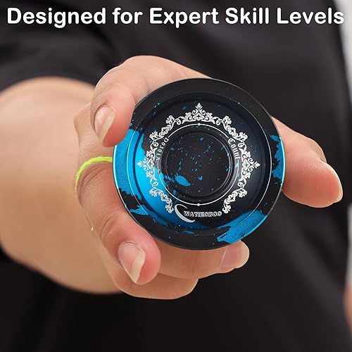 Miniatura 7 de WATIEOBOO Yoyo Yoyo profesional de metal que no responde para niños principiantes, adultos intermedios avanzados con guante y 10 cuerdas de repuesto