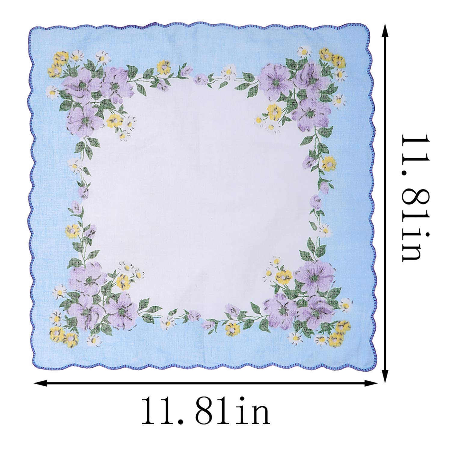 HOULIFE Ladies 100% 60S Cotton Handkerchiefs Womens - View #8