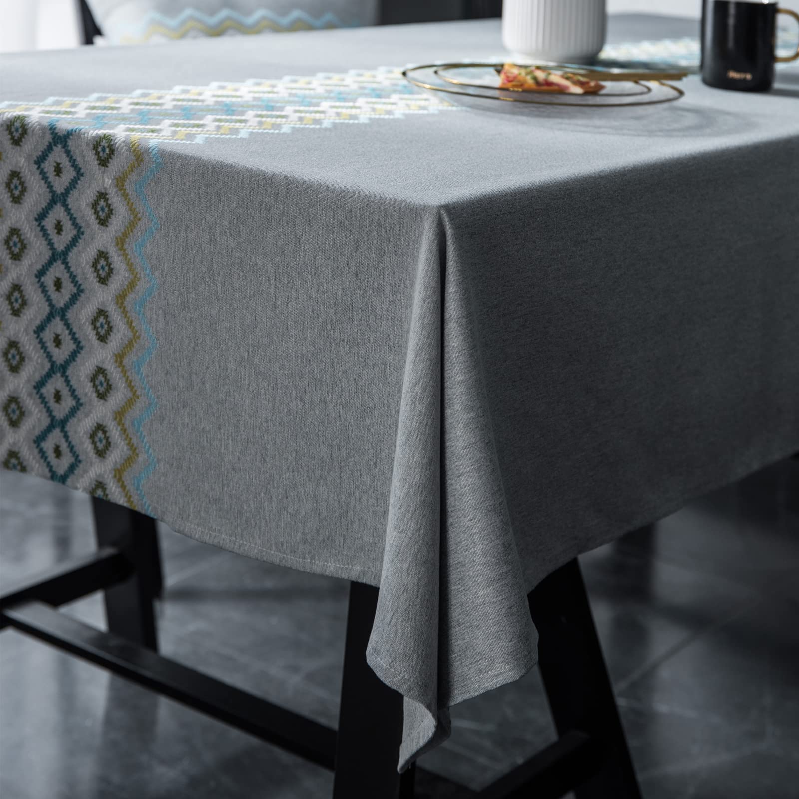 NLMUVW Tovaglia Quadrata In Finto Lino 137x137 Cm - Impermeabile, Antimacchia E Resistente Alle Pieghe - Colore Tortora Per Cucina E Feste
