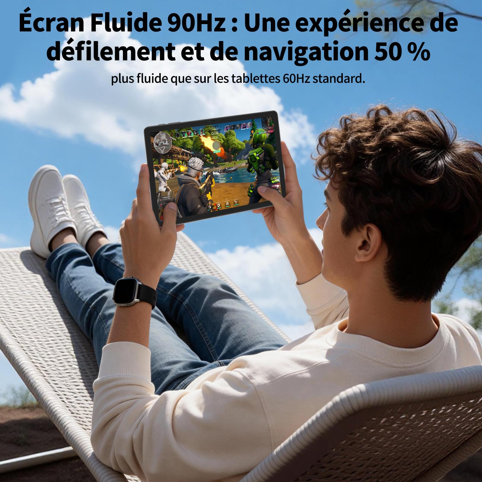 Tablette 11 Pouces Android 16 Tablette Écran 90 Hz, Gemini AI 3.0, 24Go(6 + 18Étendus) RAM 128Go ROM(2TB TF), Protection oculaire, 8000mAh, WiFi, Widevine L1, Face ID, GMS, Garantie 4 Ans