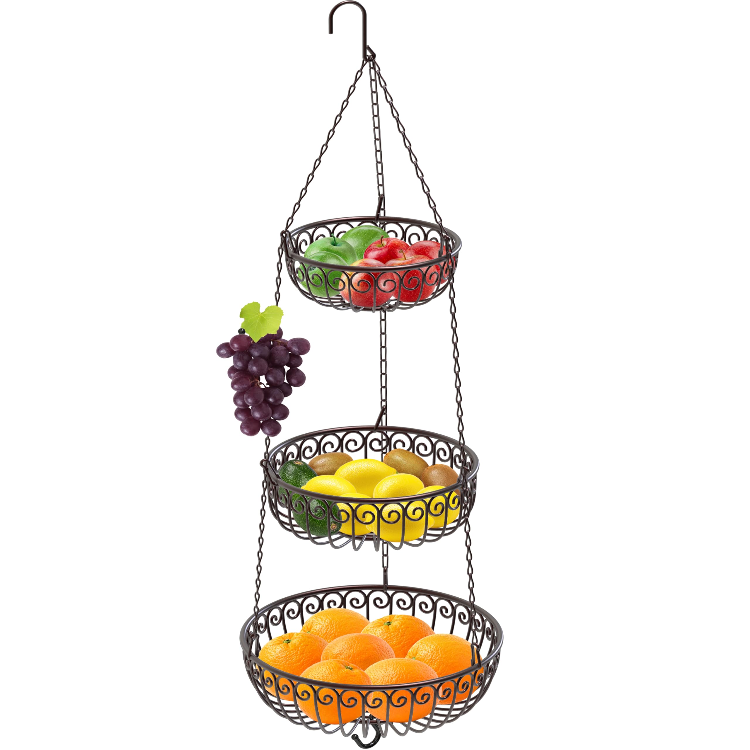 Amazon.com - Simple Houseware 3-Tier Fruit Hanging Basket, Bronze