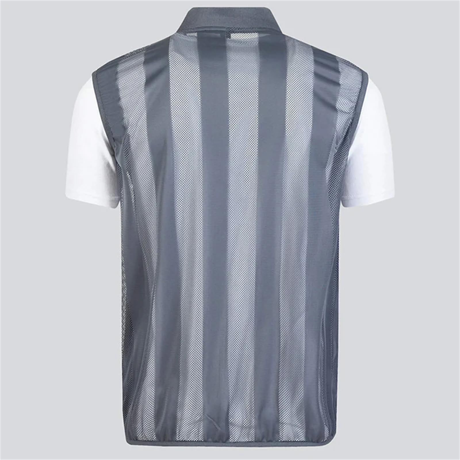Hommes Rayure randonnée Maille pêche Gilets à séchage Rapide Multi-Poches Travail en Plein air Fermeture éclair Veste sans Manches