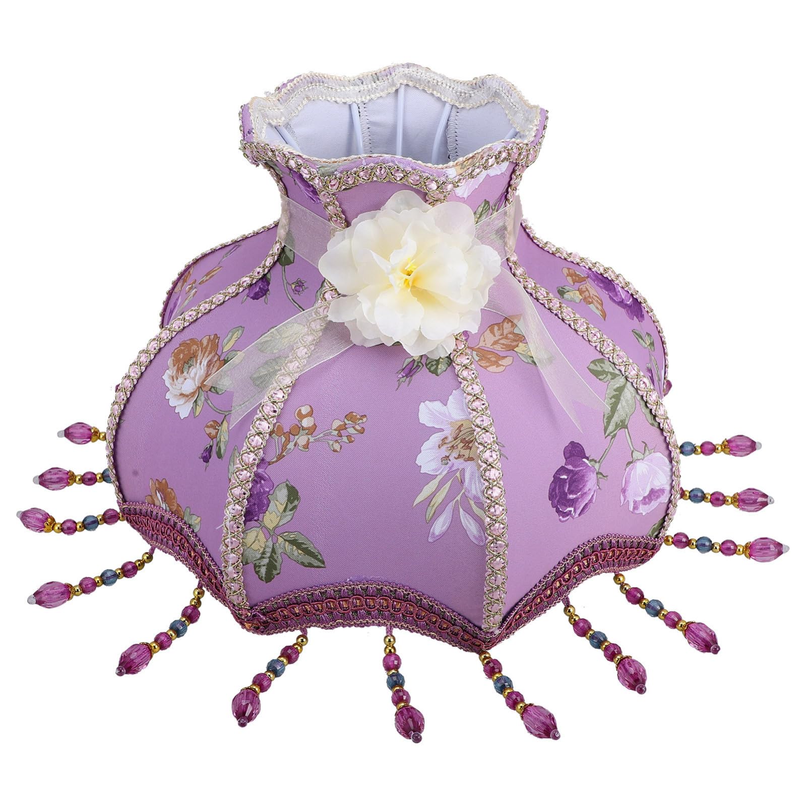 Kleiner Lampenschirm E27 aus Stoff mit Lila Fliederblüte